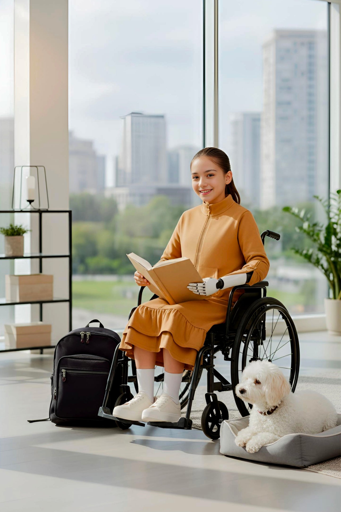 Kids Adaptive Dolman Sweatshirt Dress with Zipper & Cargo Pocket