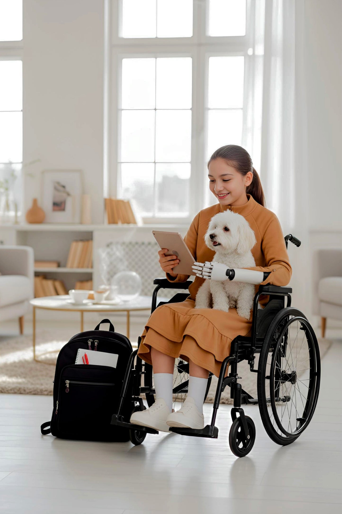 Kids Adaptive Dolman Sweatshirt Dress with Zipper & Cargo Pocket