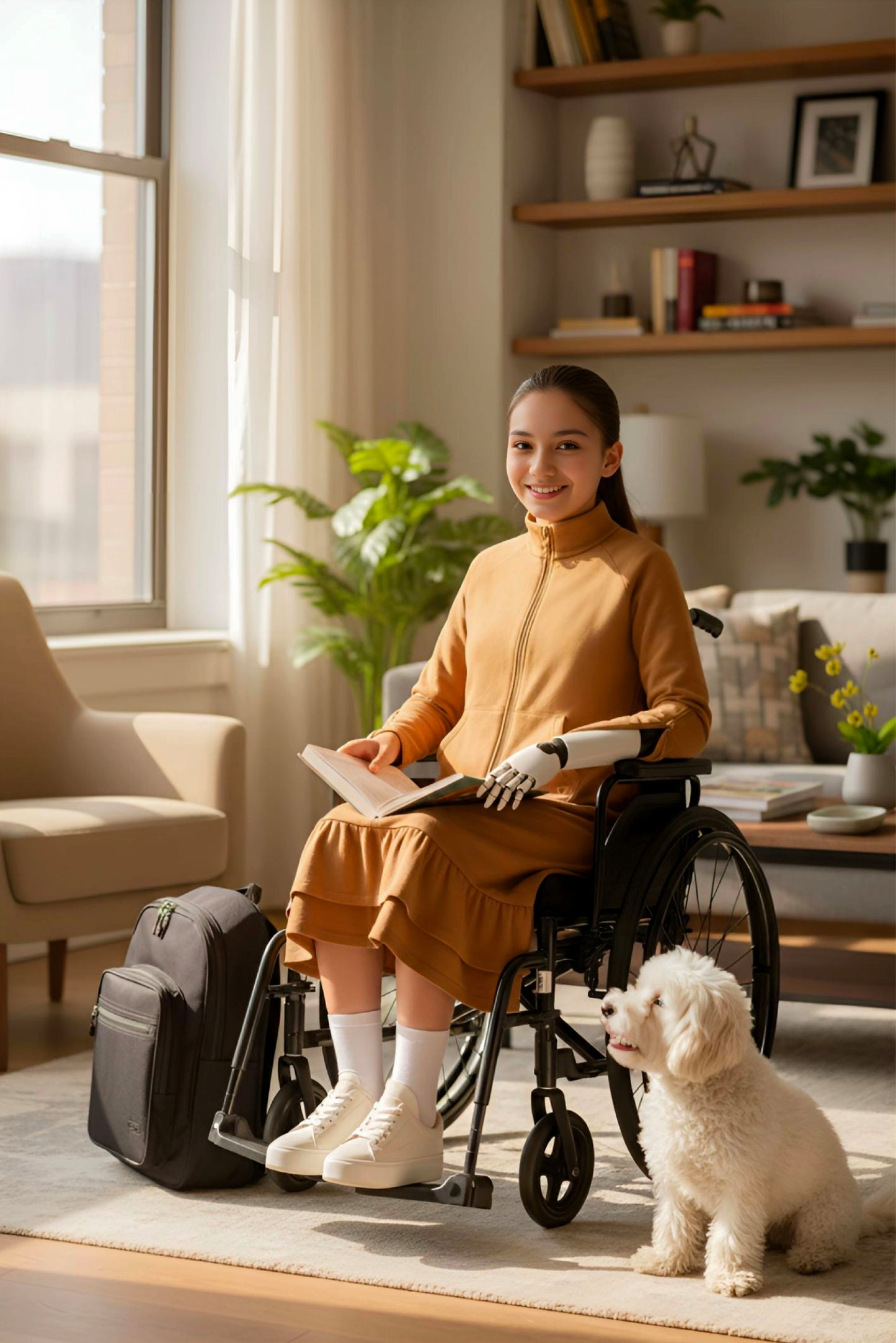 Kids Adaptive Dolman Sweatshirt Dress with Zipper & Cargo Pocket