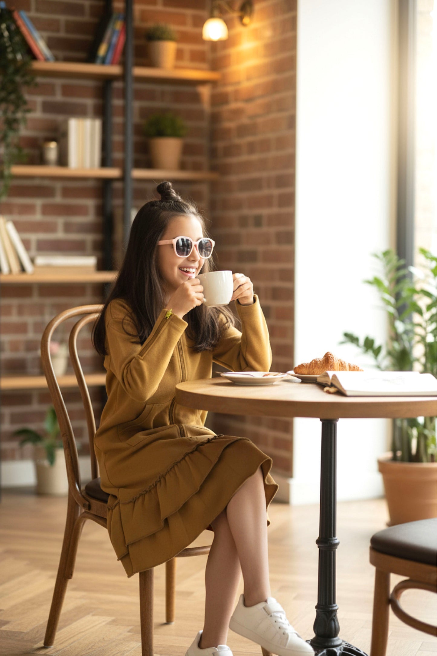 Kids Adaptive Dolman Sweatshirt Dress with Zipper & Cargo Pocket