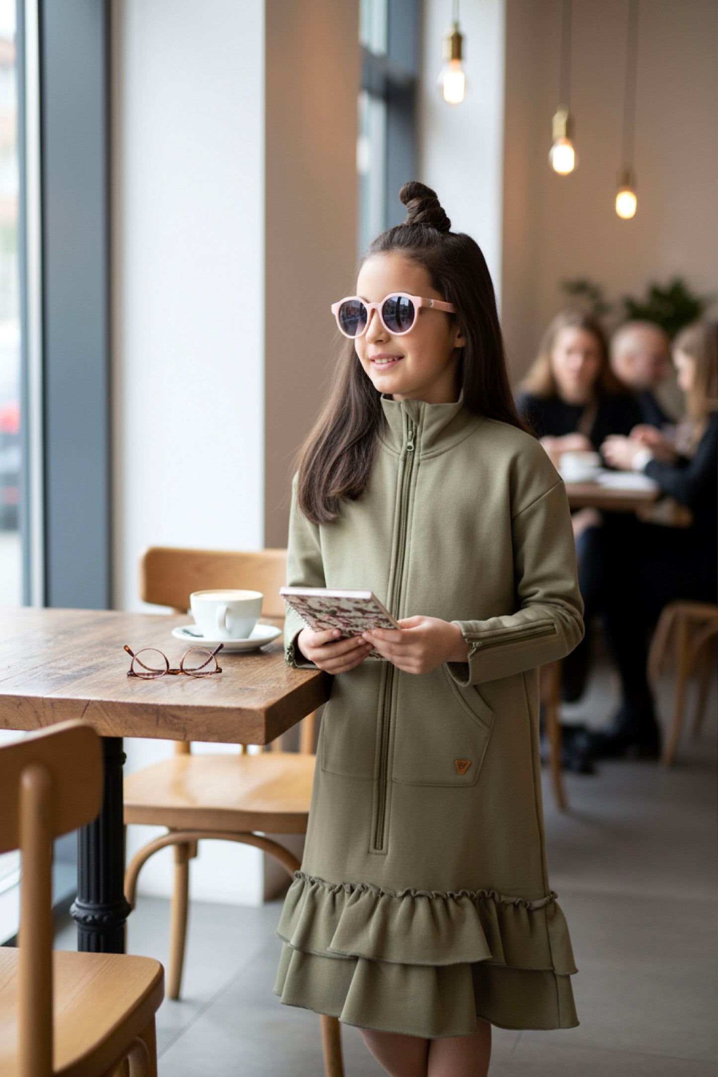 Kids Adaptive Dolman Sweatshirt Dress with Zipper & Cargo Pocket