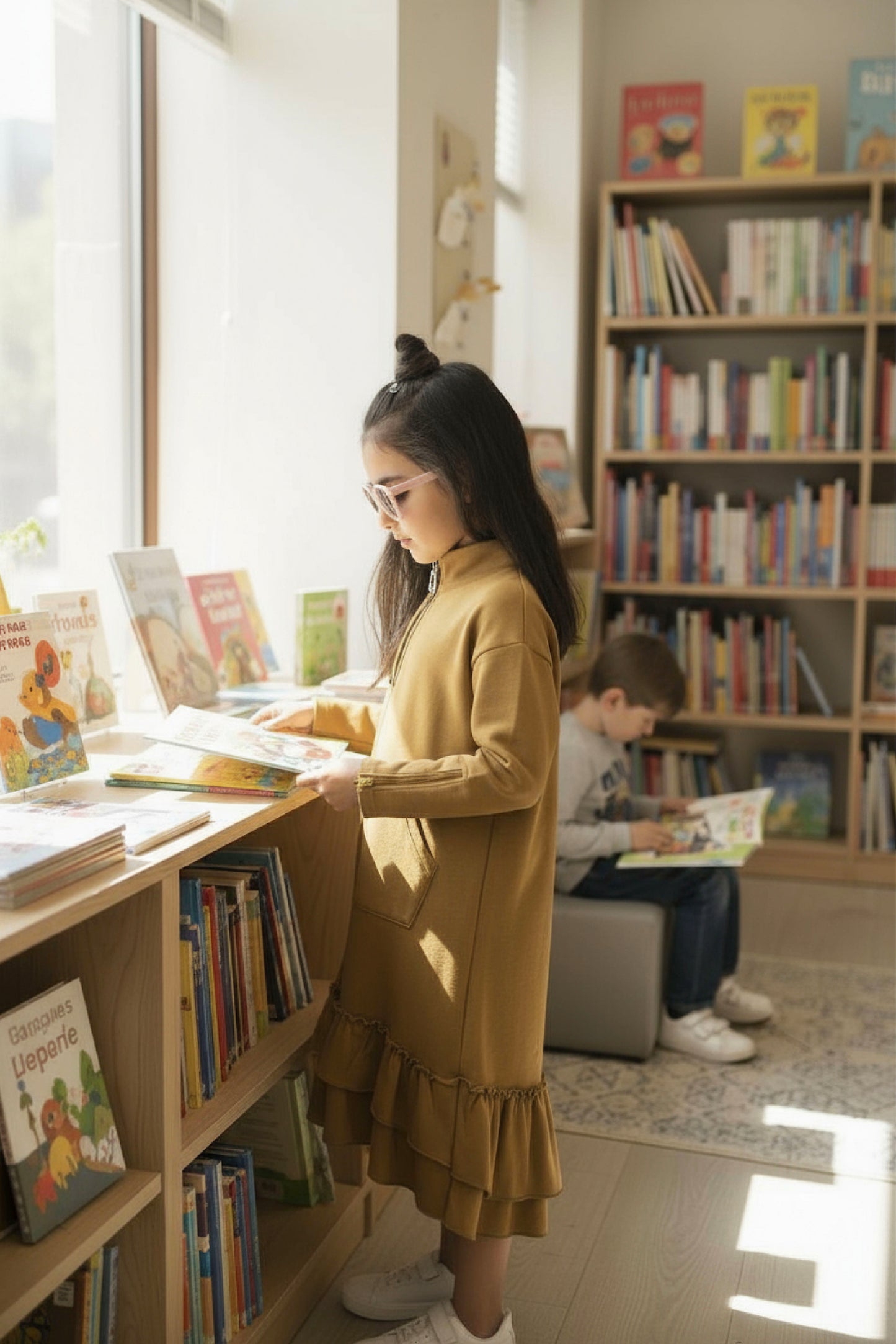 Kids Adaptive Dolman Sweatshirt Dress with Zipper & Cargo Pocket