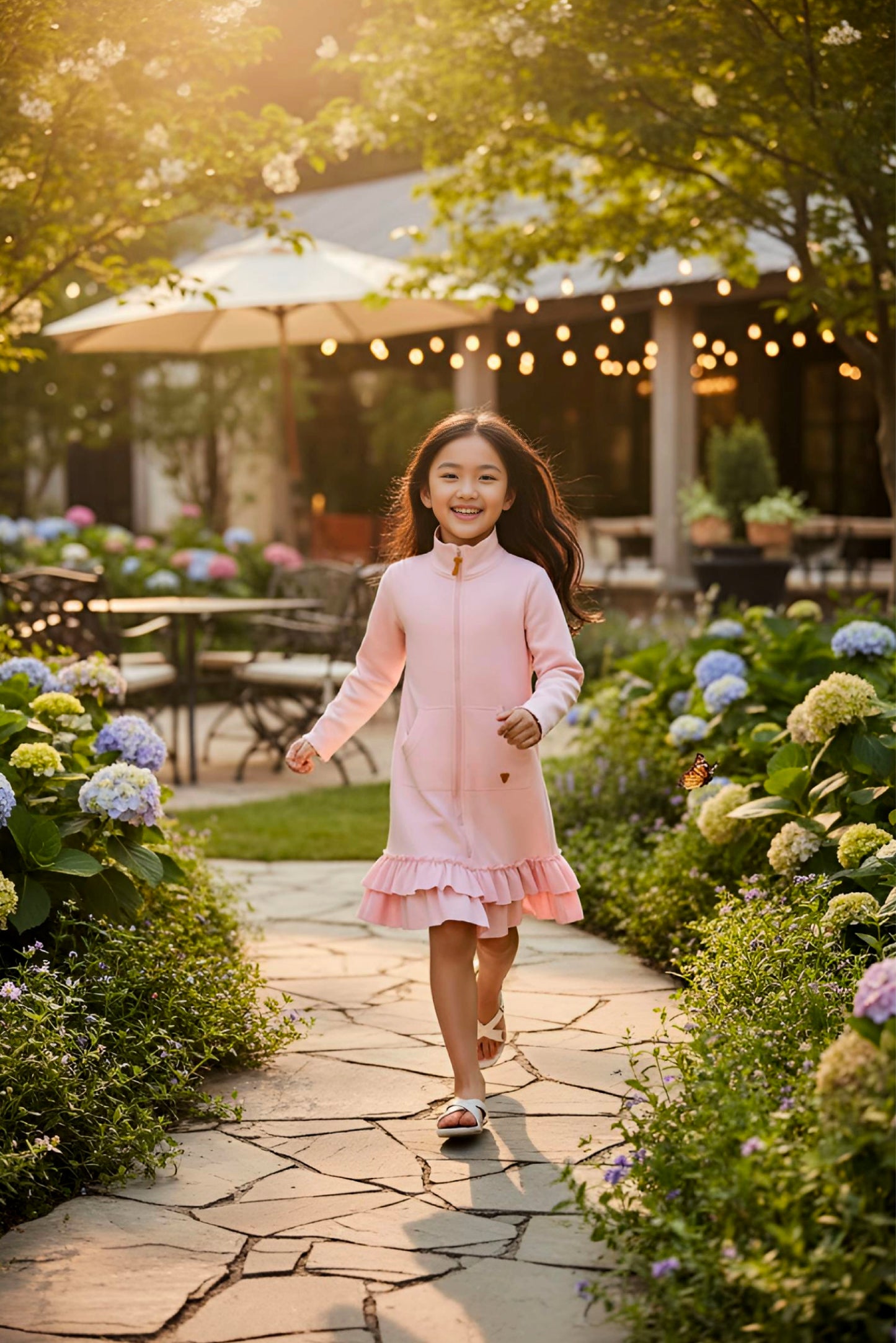 Kids Adaptive Dolman Sweatshirt Dress with Zipper & Cargo Pocket