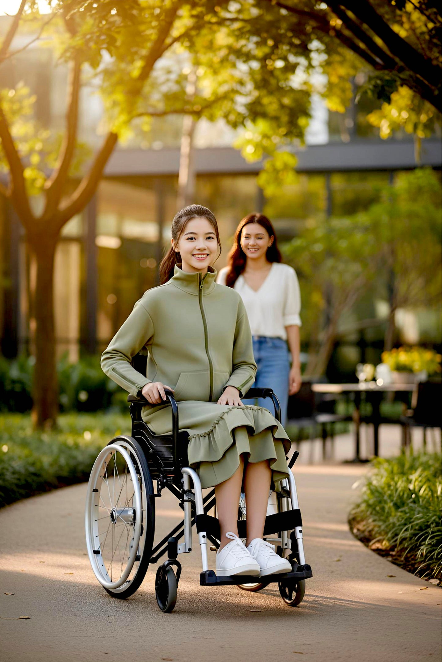 Kids Adaptive Dolman Sweatshirt Dress with Zipper & Cargo Pocket