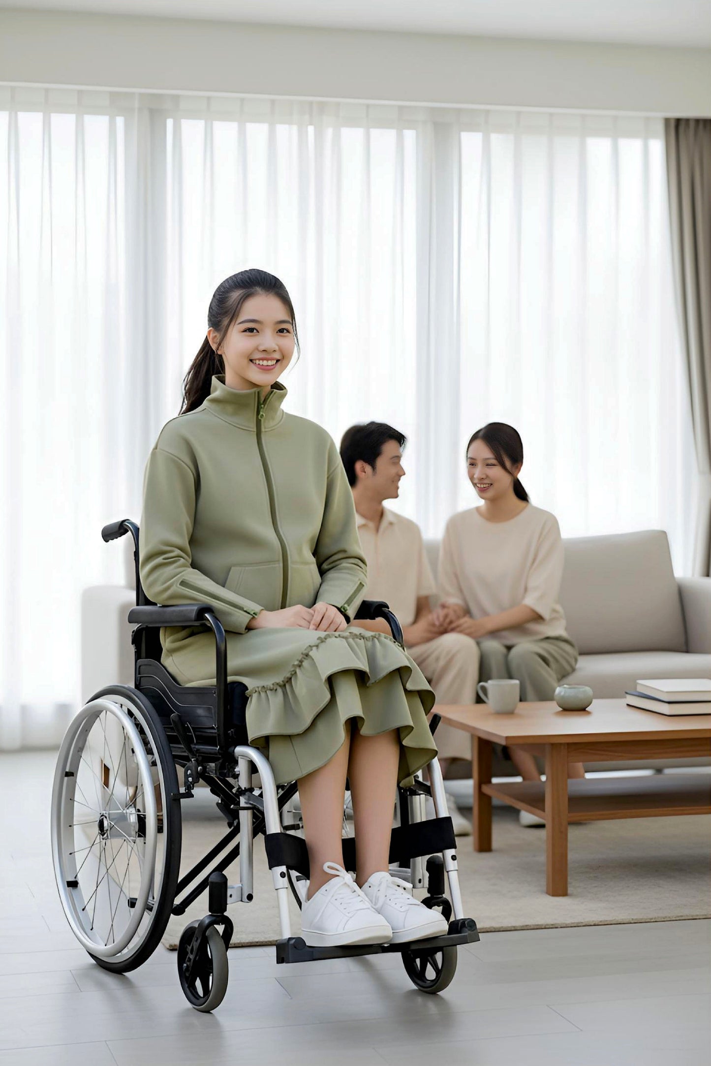 Kids Adaptive Dolman Sweatshirt Dress with Zipper & Cargo Pocket