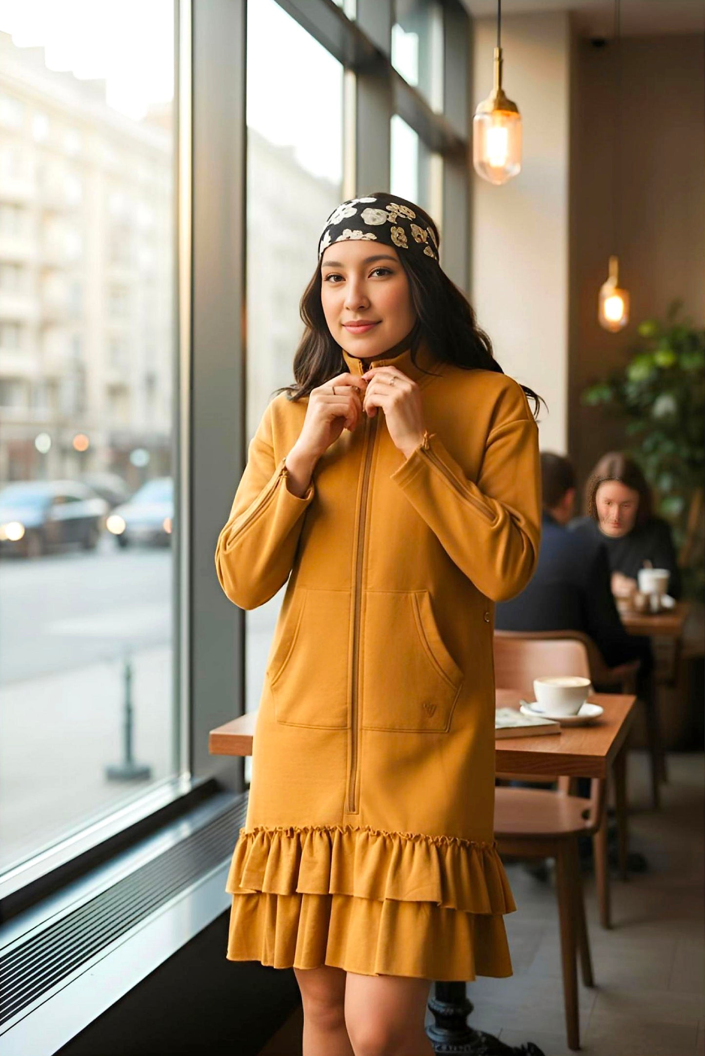 Kids Adaptive Dolman Sweatshirt Dress with Zipper & Cargo Pocket