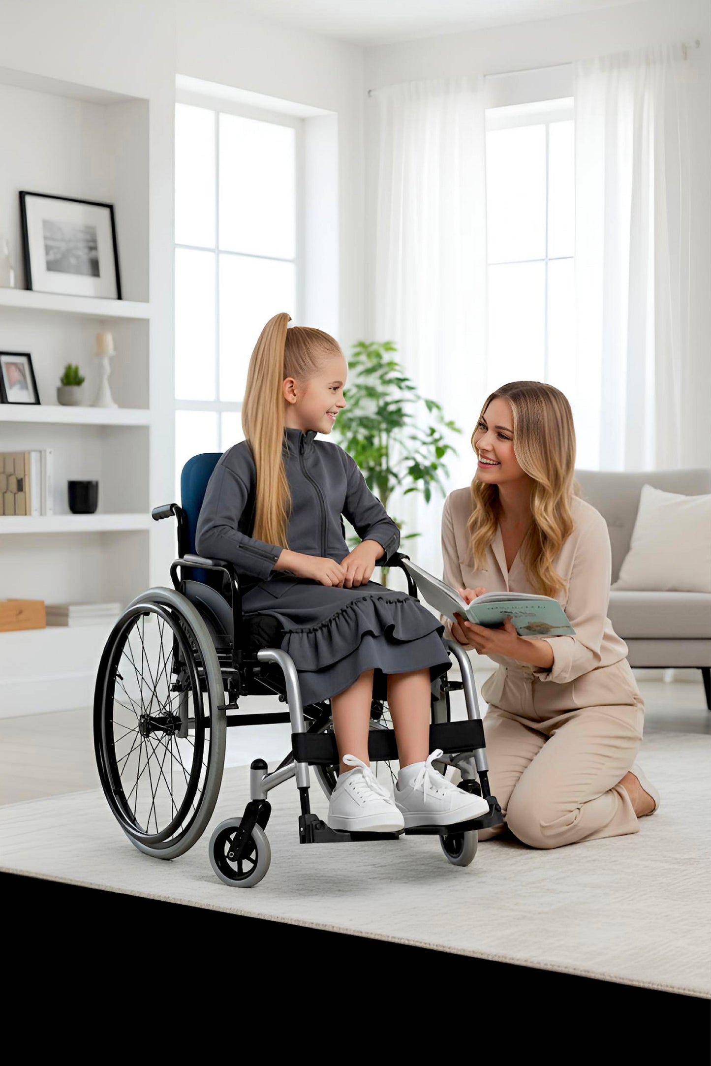 Kids Adaptive Dolman Sweatshirt Dress with Zipper & Cargo Pocket