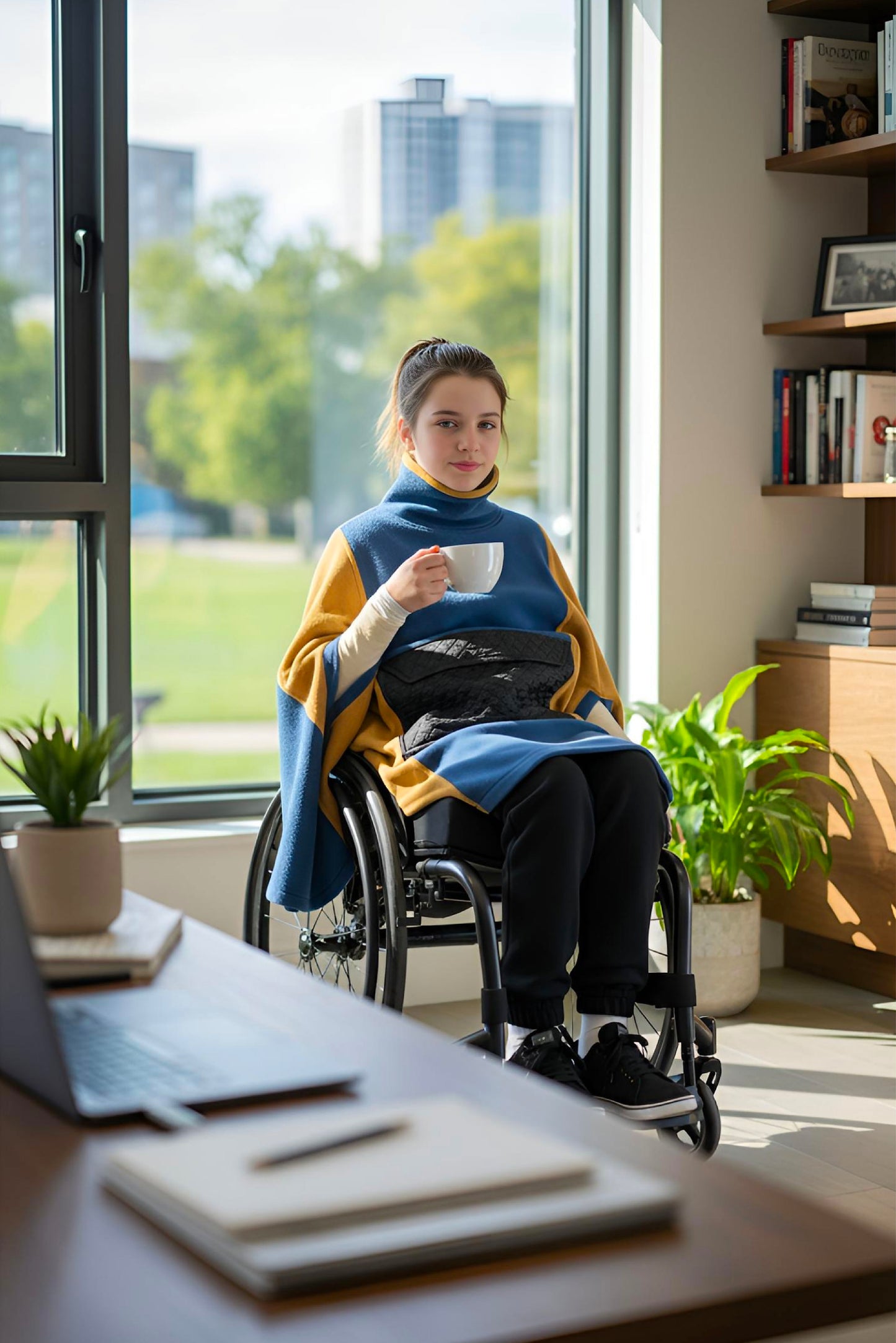 Easy-Wear Adaptive Unisex Poncho for Kids and Teens