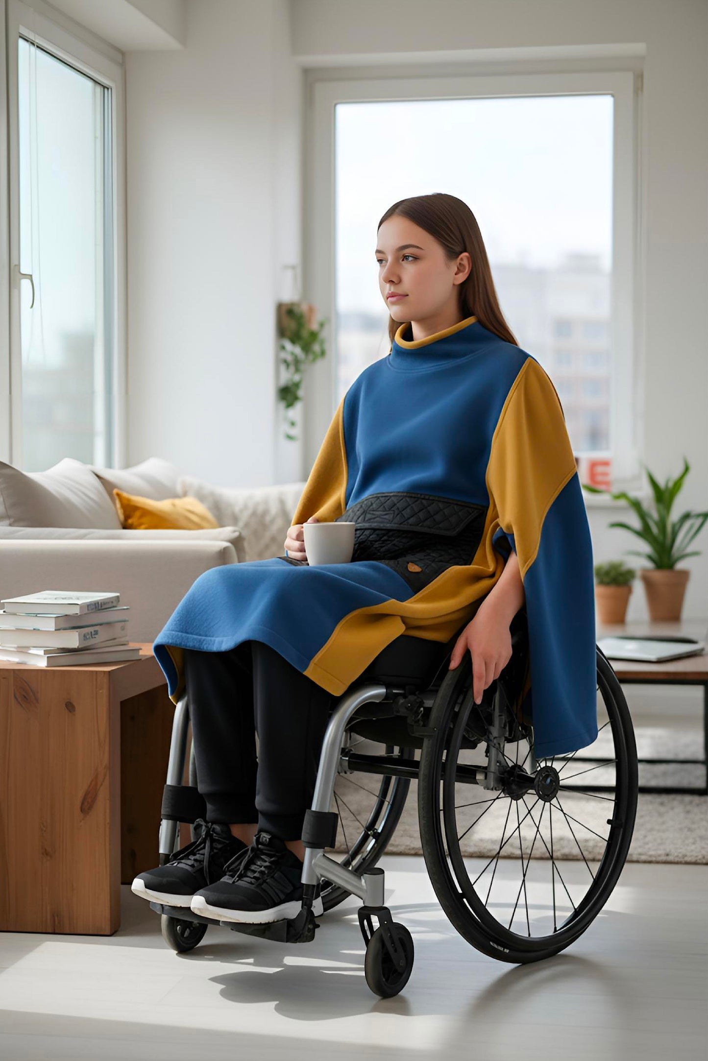 Easy-Wear Adaptive Unisex Poncho for Kids and Teens