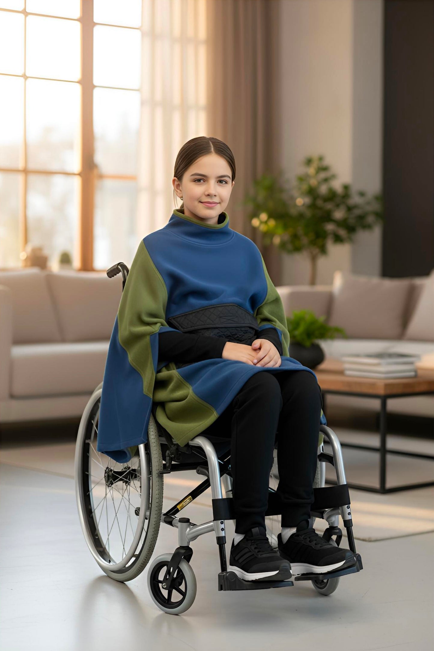 Easy-Wear Adaptive Unisex Poncho for Kids and Teens
