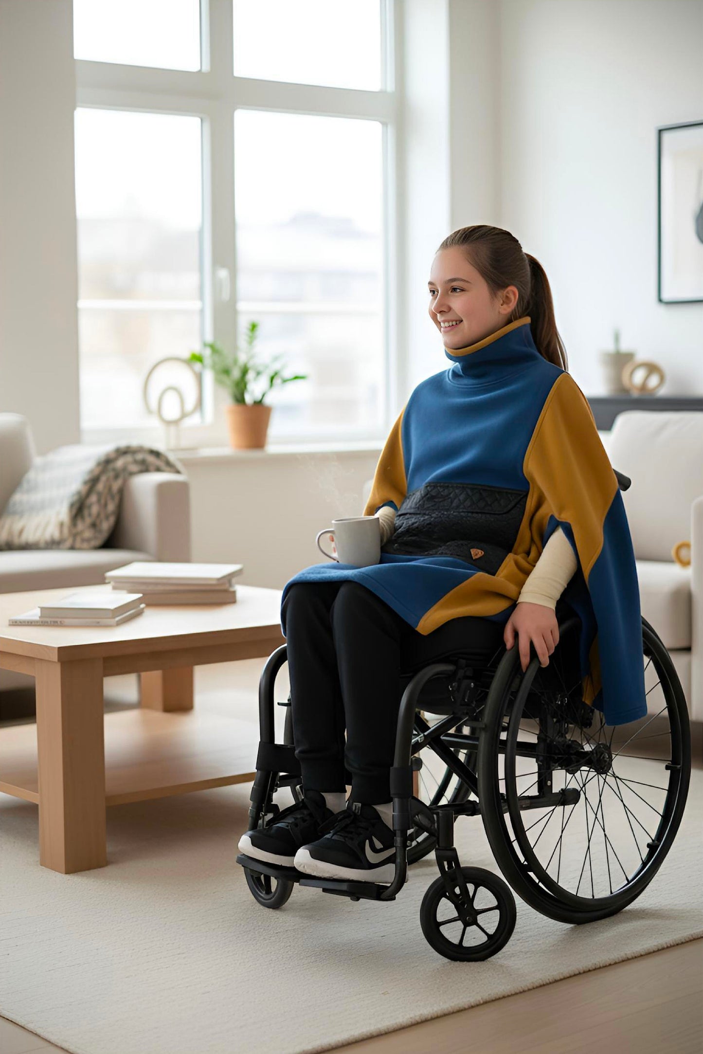Easy-Wear Adaptive Unisex Poncho for Kids and Teens