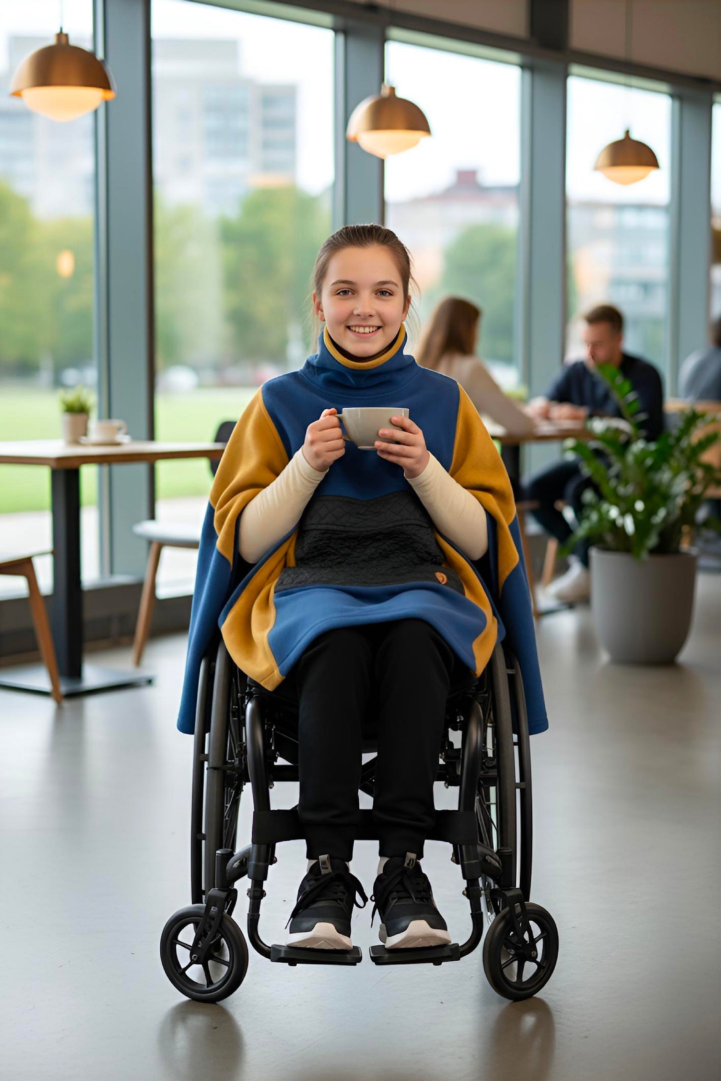 Easy-Wear Adaptive Unisex Poncho for Kids and Teens