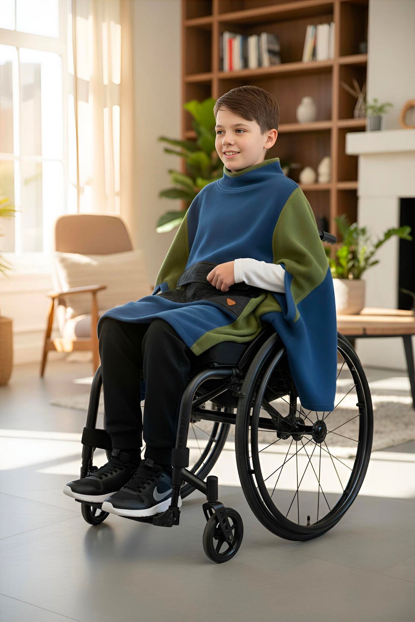 Easy-Wear Adaptive Unisex Poncho for Kids and Teens