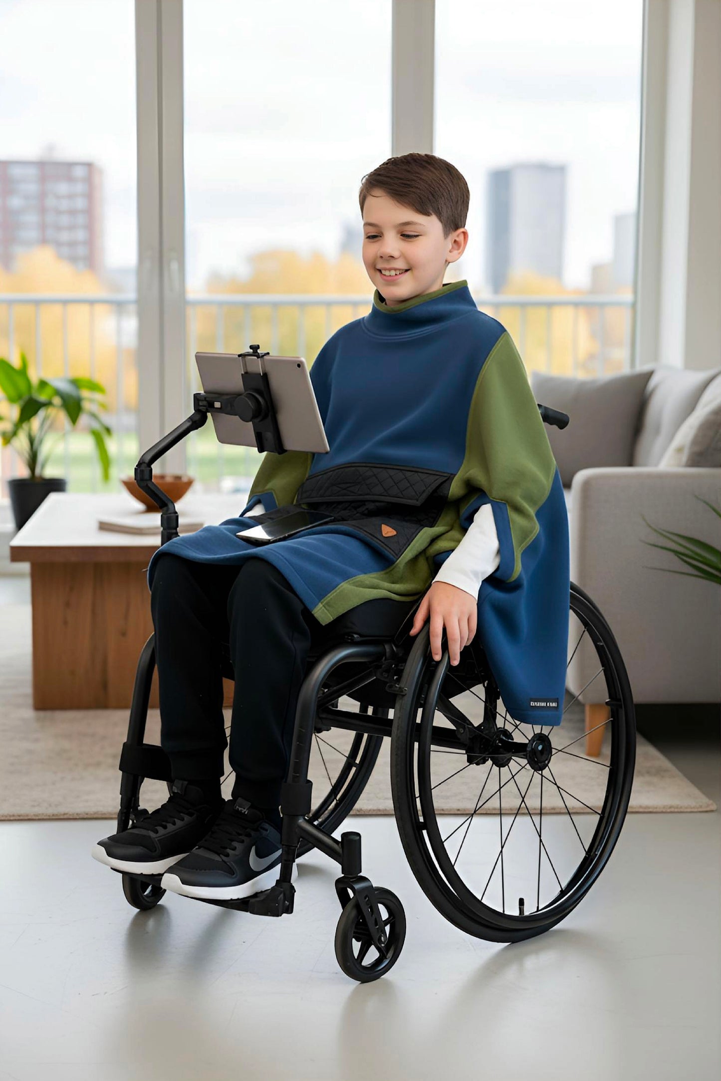 Easy-Wear Adaptive Unisex Poncho for Kids and Teens