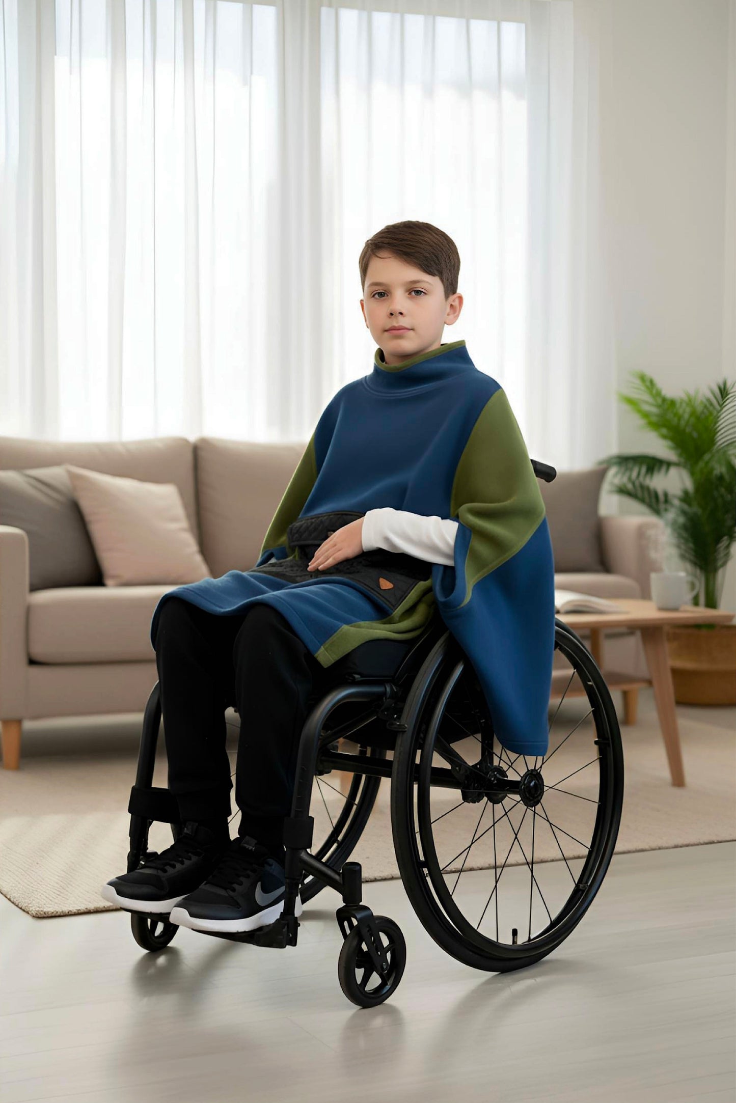 Easy-Wear Adaptive Unisex Poncho for Kids and Teens
