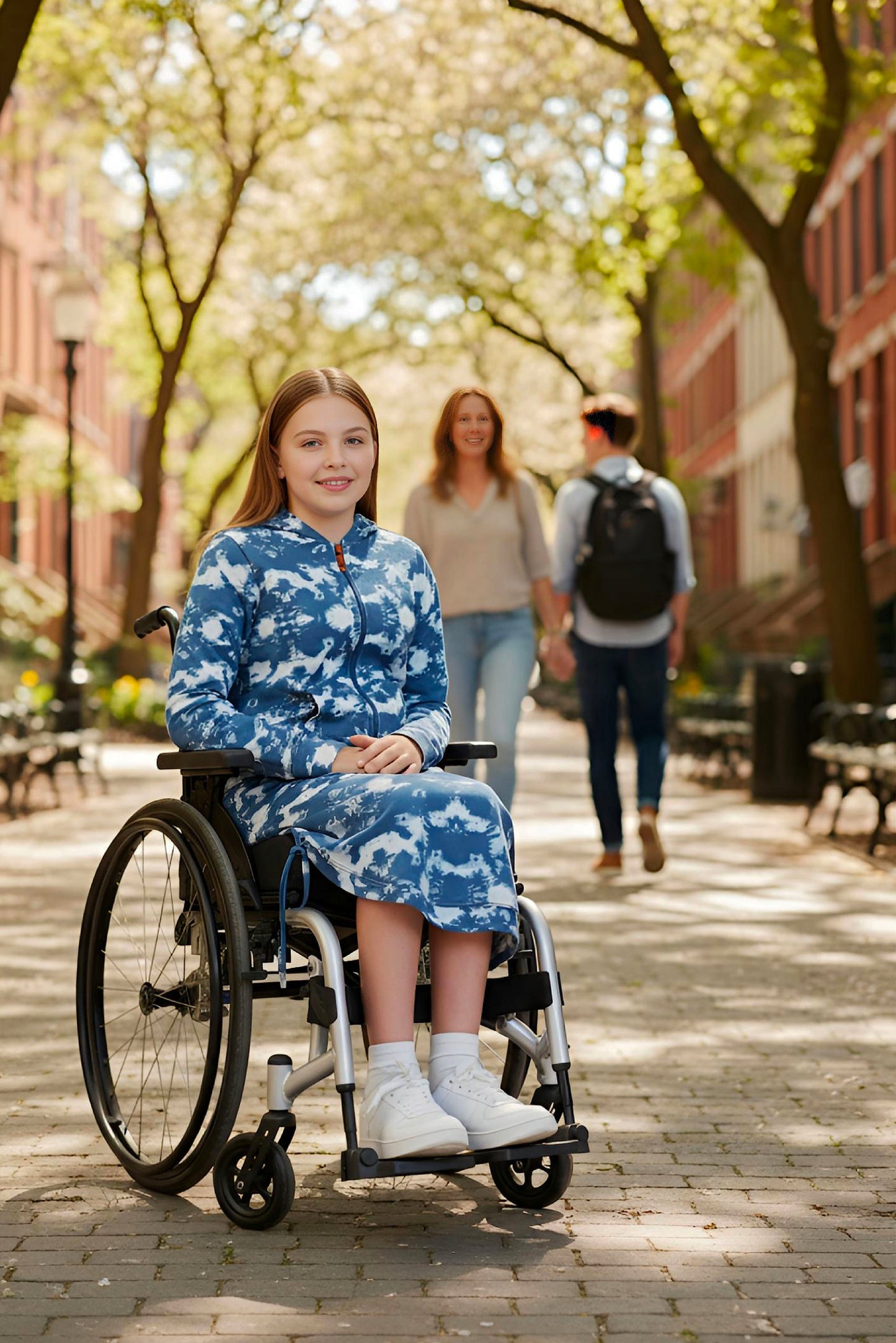 Adaptive Kids Tie-Dye Sweatshirt Dress, Front Zipper and Easy-Undressing Sleeves