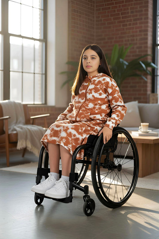 Adaptive Kids Tie-Dye Sweatshirt Dress, Front Zipper and Easy-Undressing Sleeves