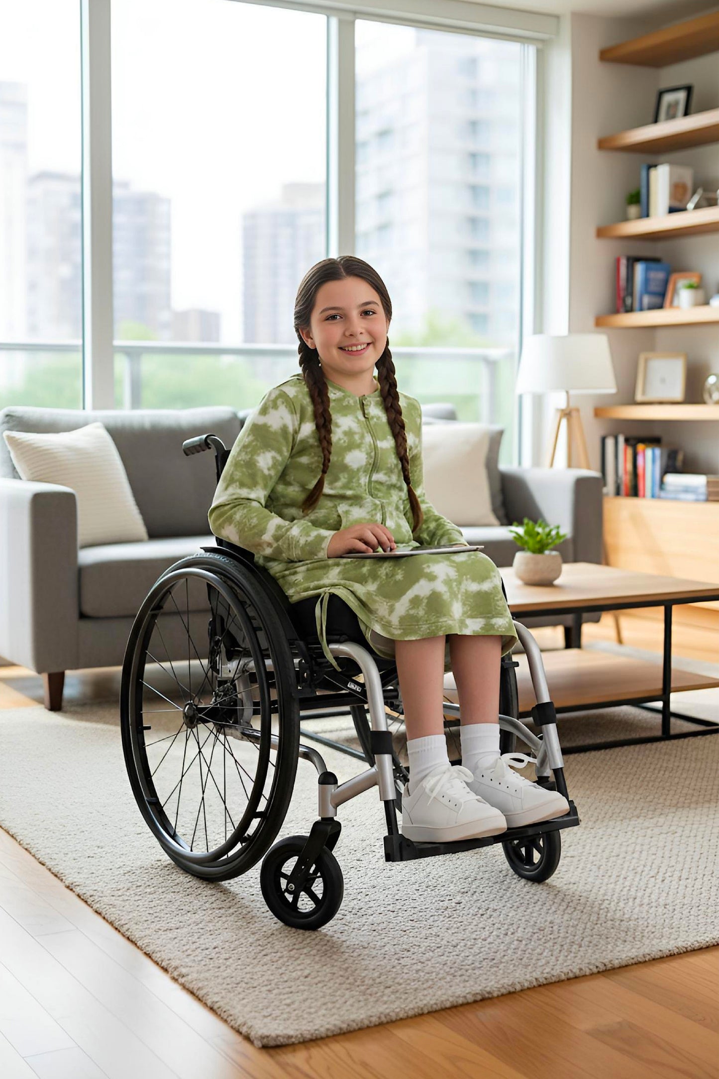 Adaptive Kids Tie-Dye Sweatshirt Dress, Front Zipper and Easy-Undressing Sleeves