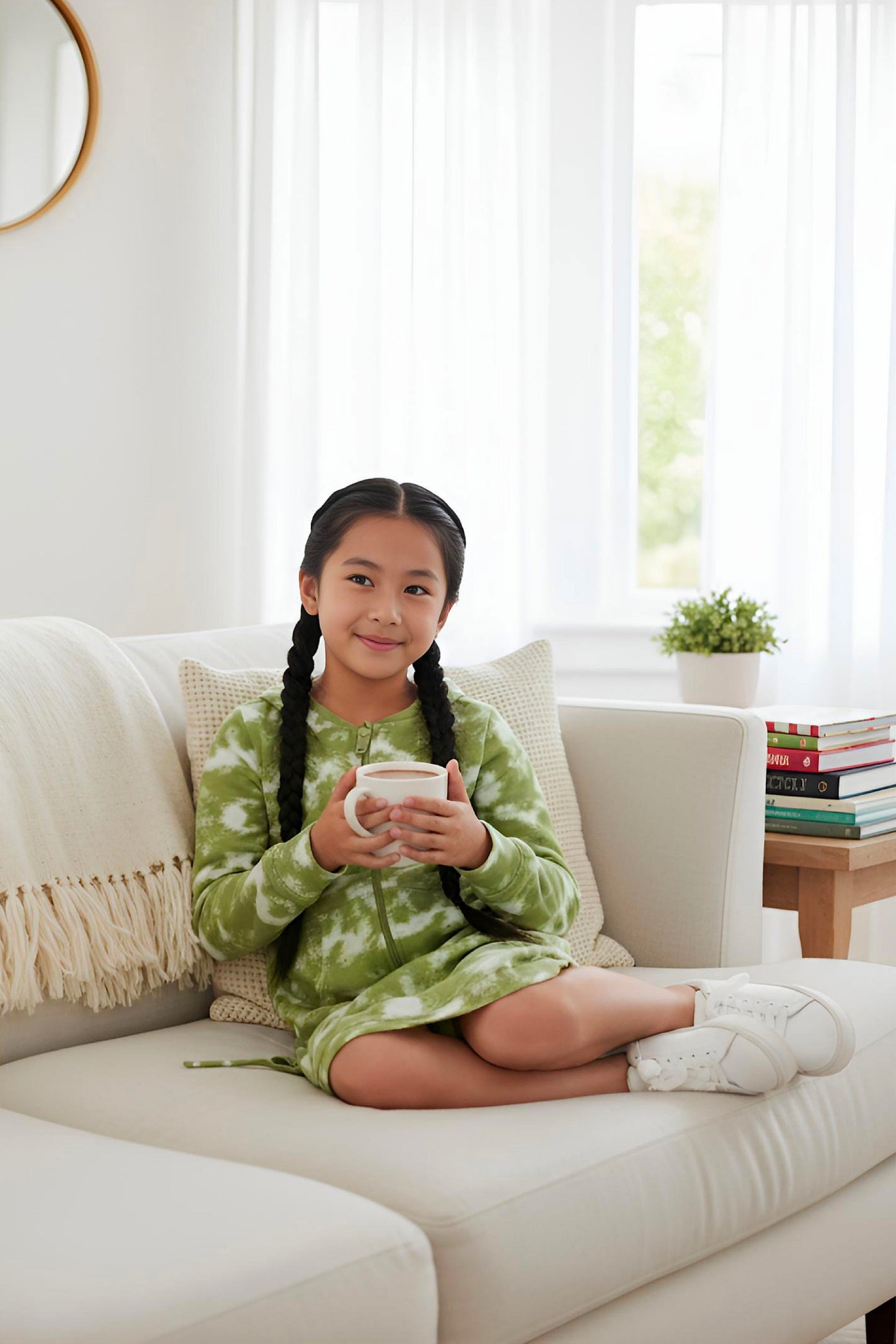 Adaptive Kids Tie-Dye Sweatshirt Dress, Front Zipper and Easy-Undressing Sleeves