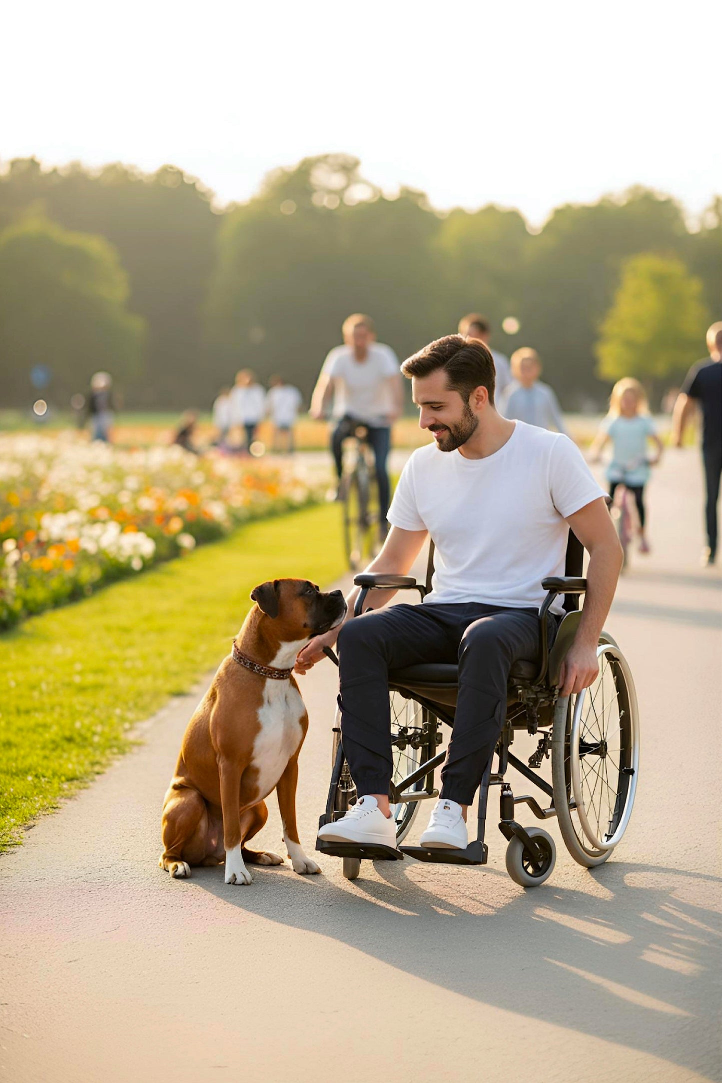 Men's Adaptive Clothing Woven Jogger Pants, Full Waistband Ribbed with Elastic and a Strip, Easy Zipper, Both at the Top and Bottom