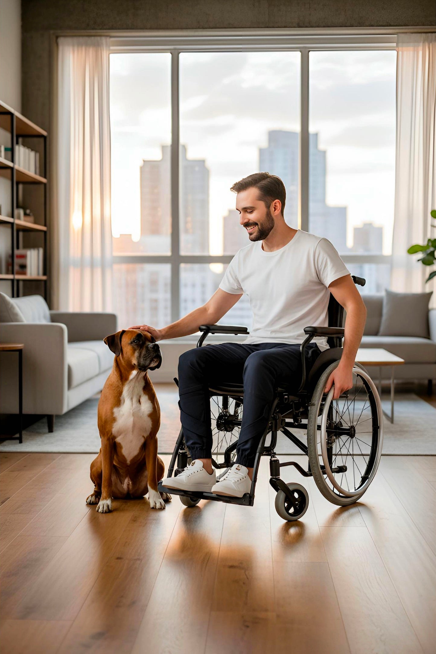 Men's Adaptive Clothing Woven Jogger Pants, Full Waistband Ribbed with Elastic and a Strip, Easy Zipper, Both at the Top and Bottom