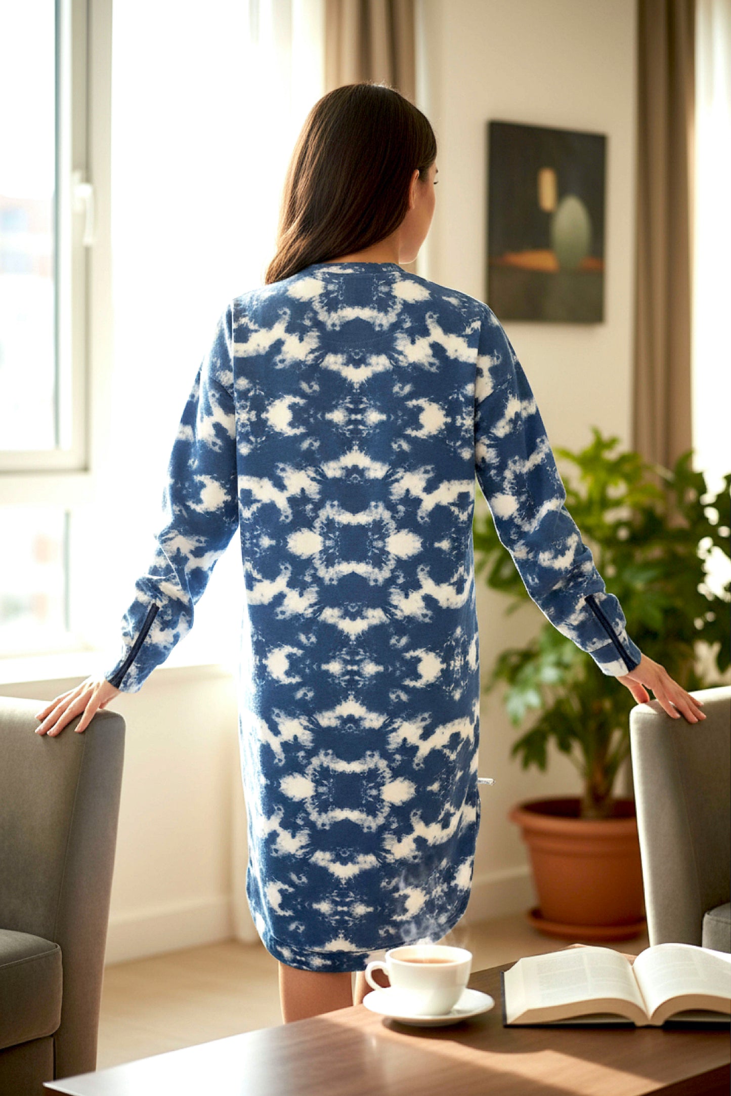 Adaptive Kids Tie-Dye Sweatshirt Dress, Front Zipper and Easy-Undressing Sleeves