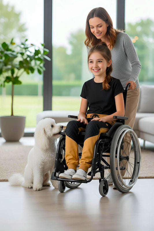 Adaptive Kids Pants with Elastic Waist & Full Side Zipper for Easy Undressing