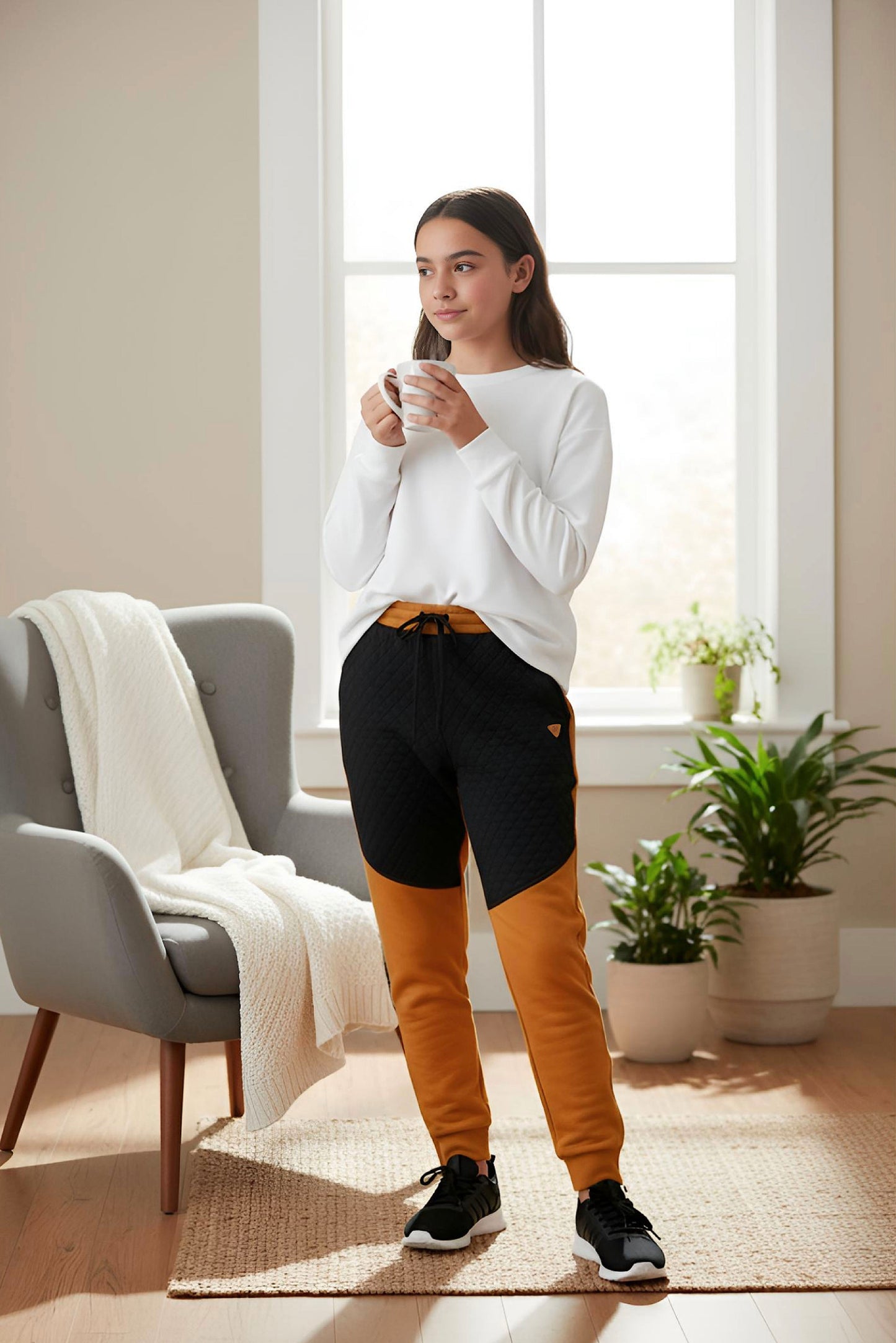 Adaptive Kids Pants with Elastic Waist & Full Side Zipper for Easy Undressing