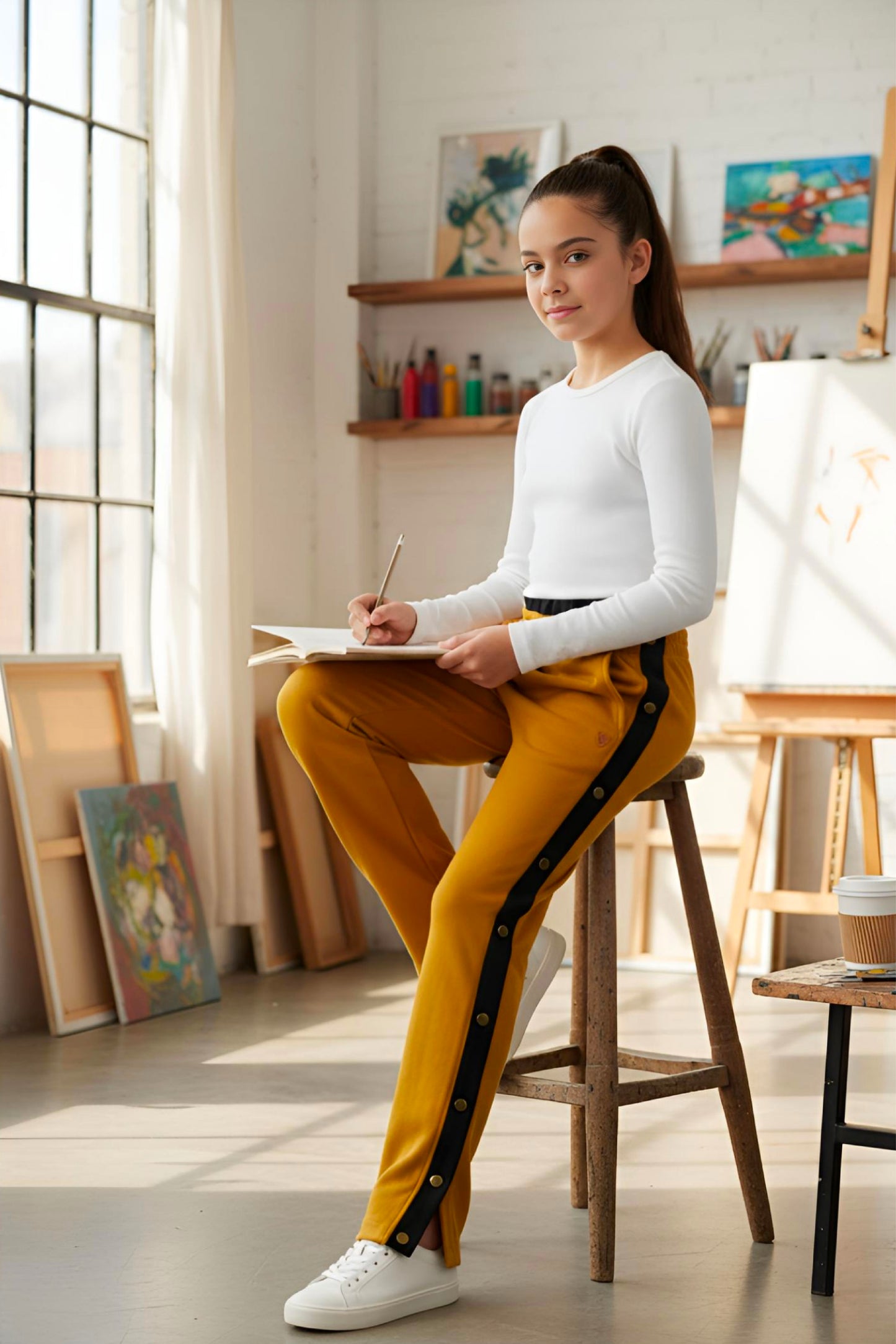 Adaptive Kids Sweatpants, with Full Elastic Waist & Side Full Zipper for Easy Undressing