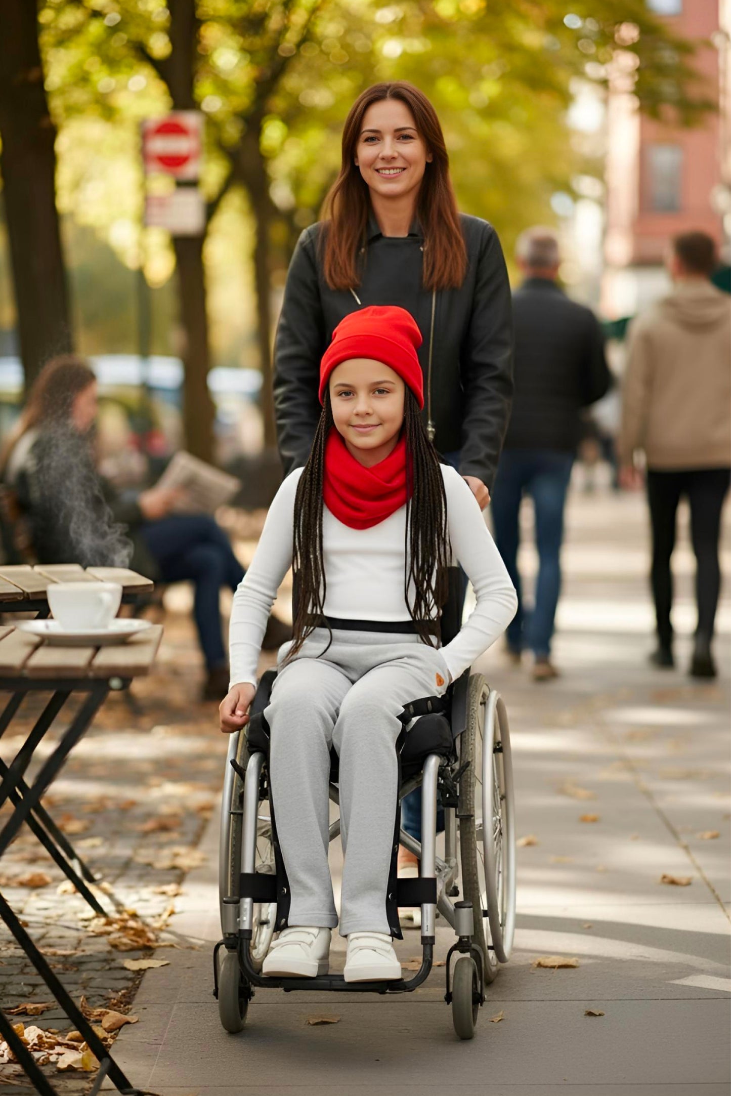 Adaptive Kids Sweatpants, with Full Elastic Waist & Side Full Zipper for Easy Undressing