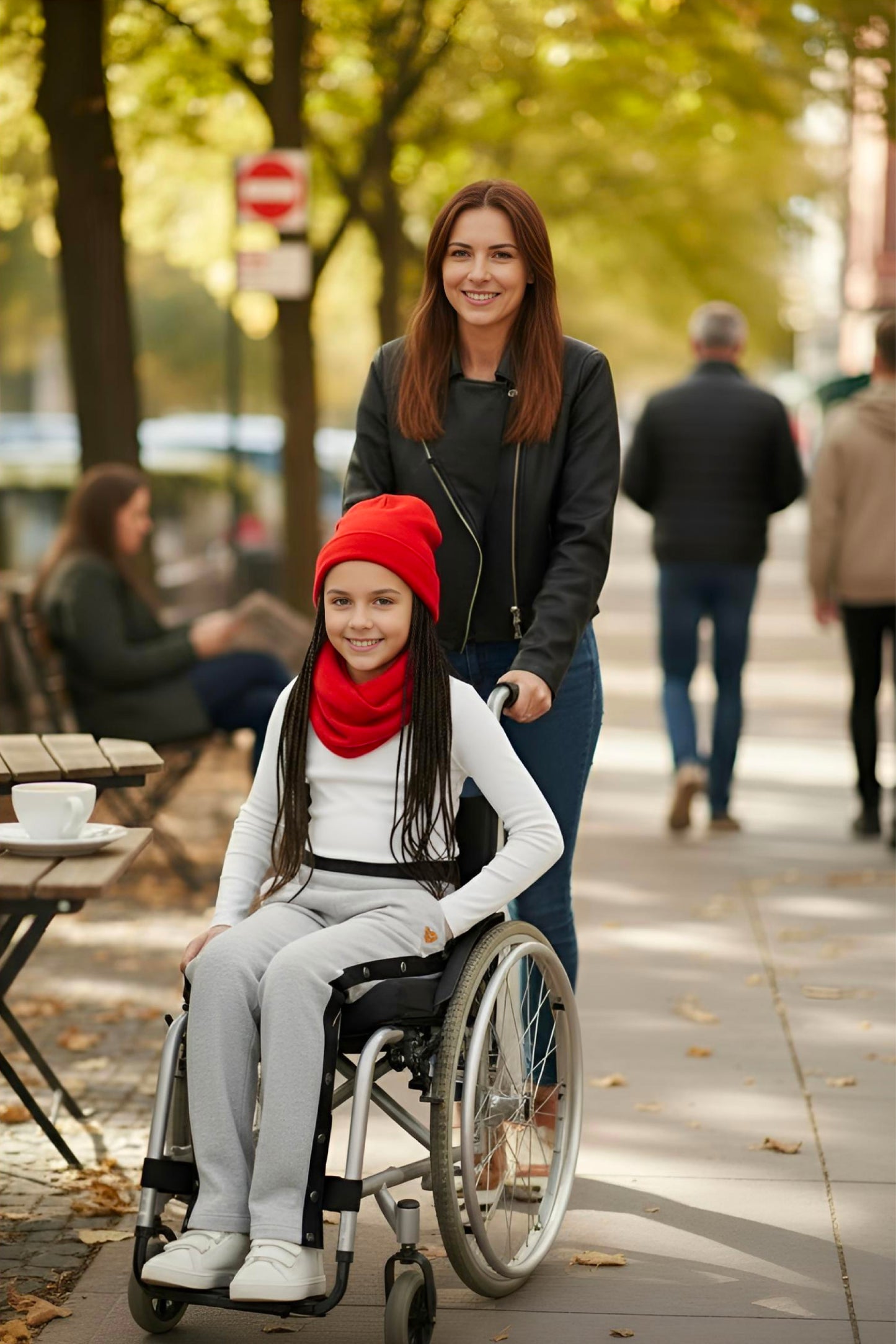 Adaptive Kids Sweatpants, with Full Elastic Waist & Side Full Zipper for Easy Undressing