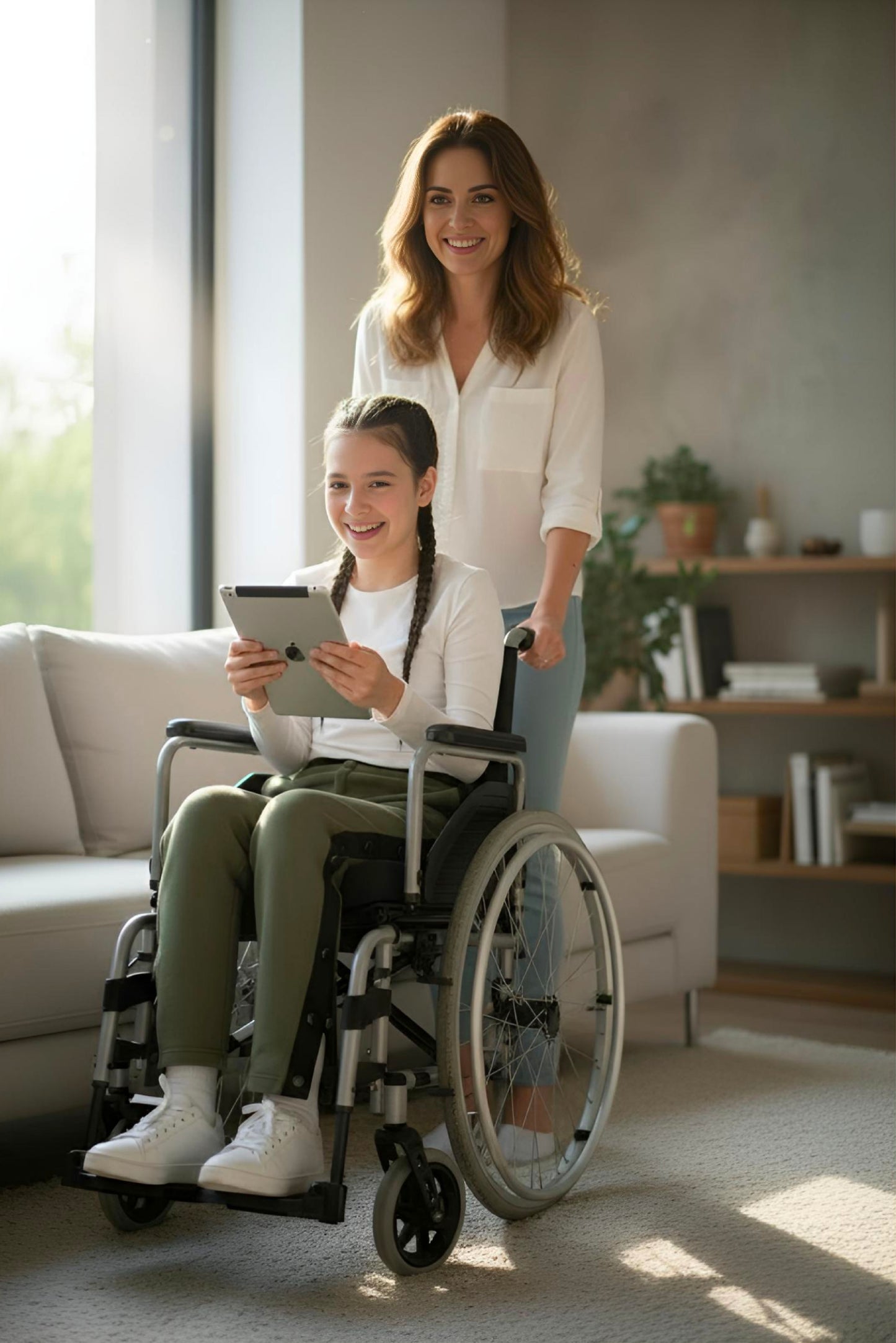 Adaptive Kids Sweatpants, with Full Elastic Waist & Side Full Zipper for Easy Undressing