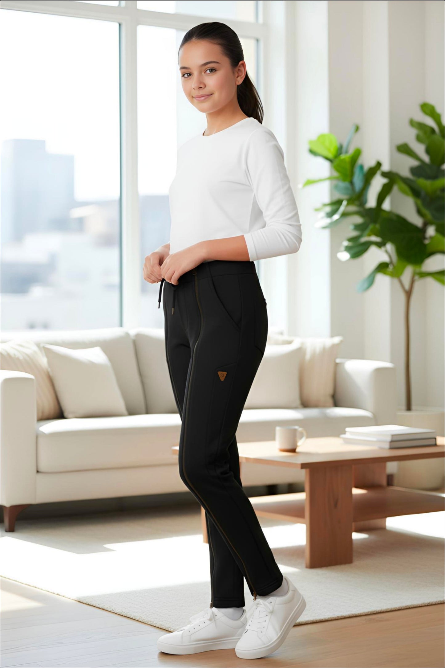 Adaptive Kids Sweatpants with Full-Leg Zippers for Easy Undressing