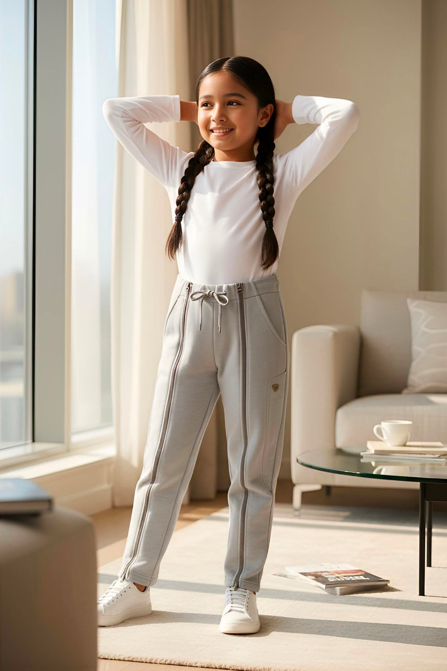 Adaptive Kids Sweatpants with Full-Leg Zippers for Easy Undressing