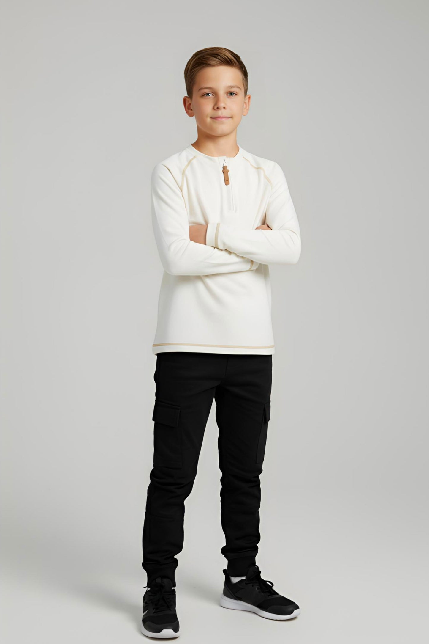 Adaptive Kids Soft Cotton Top, with Front Zipper & Easy-Undressing Sleeves