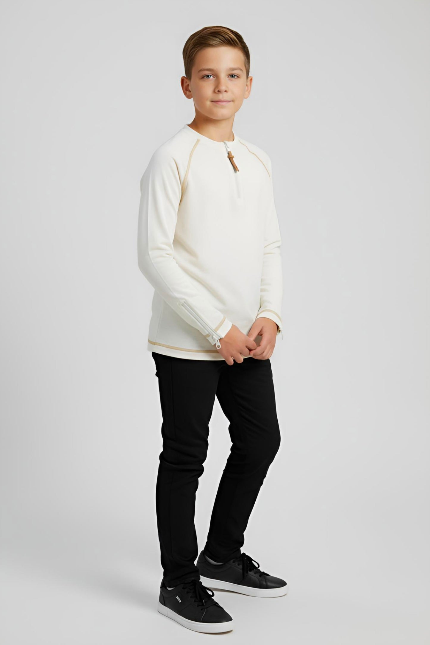 Adaptive Kids Soft Cotton Top, with Front Zipper & Easy-Undressing Sleeves