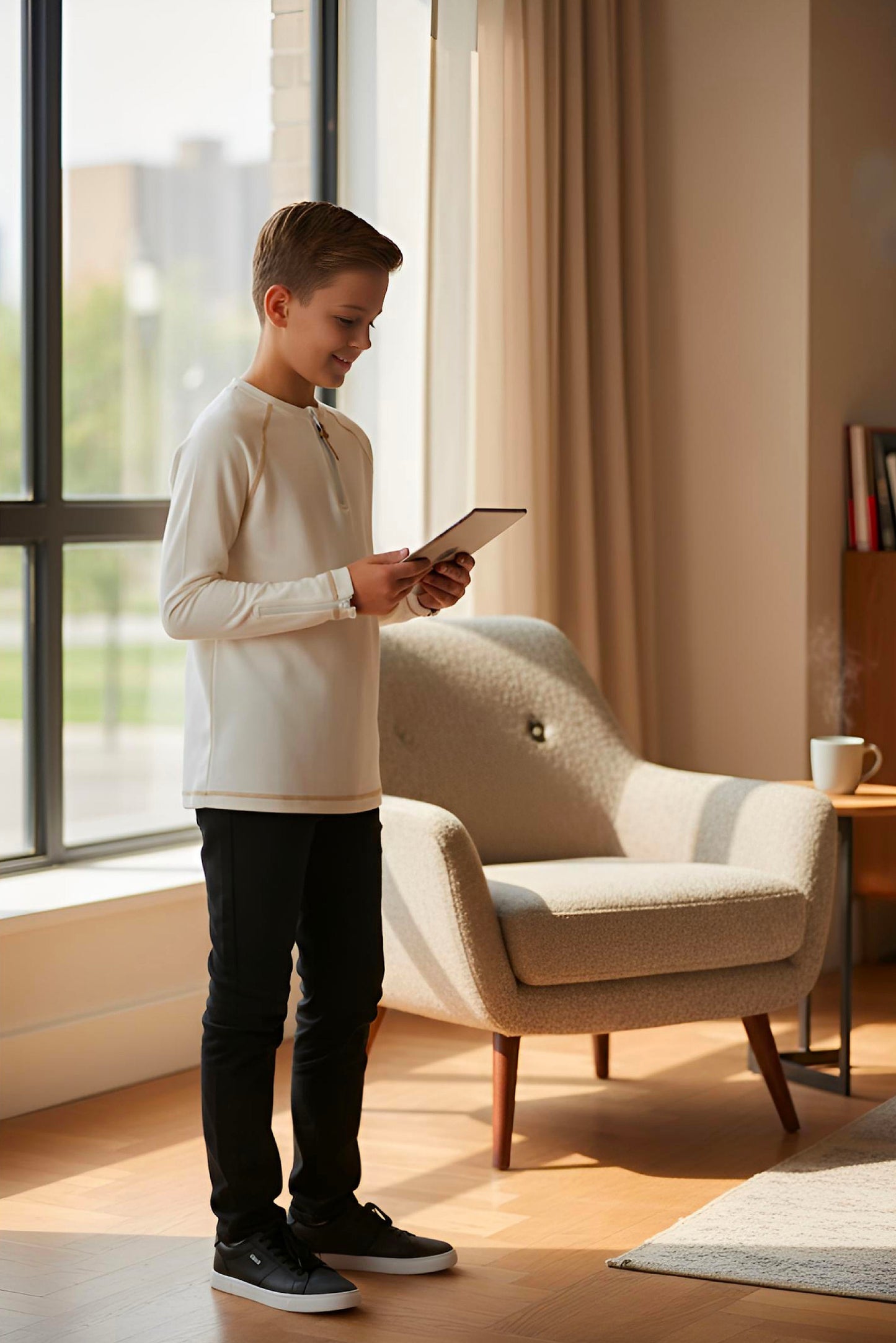 Adaptive Kids Soft Cotton Top, with Front Zipper & Easy-Undressing Sleeves