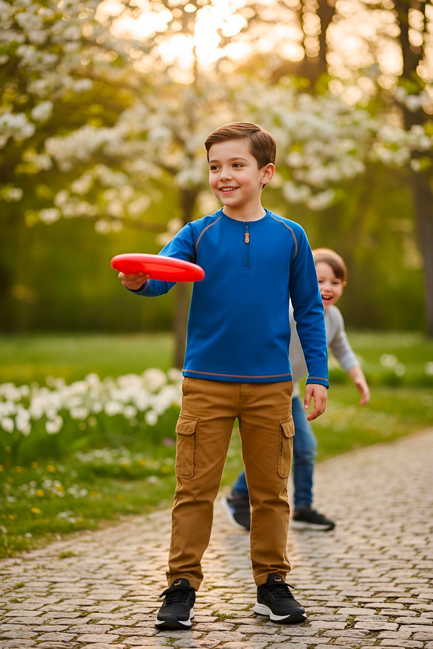 Adaptive Kids Soft Cotton Top, with Front Zipper & Easy-Undressing Sleeves