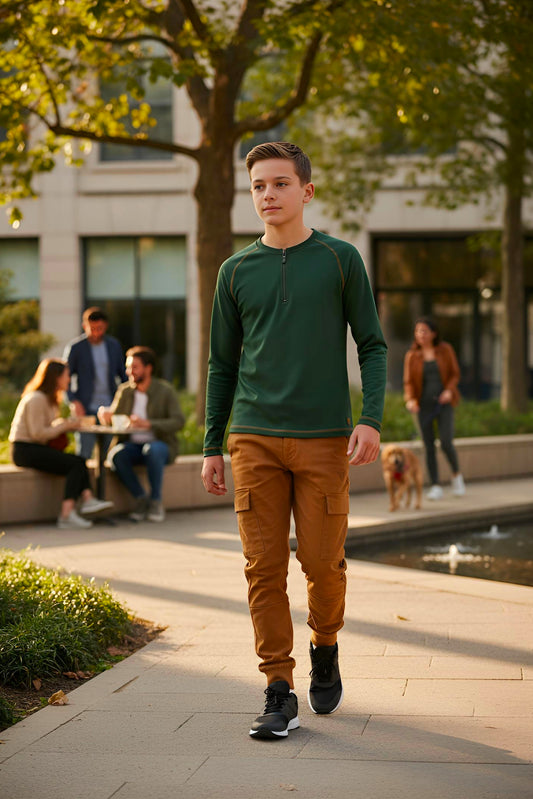 Adaptive Kids Soft Cotton Top, with Front Zipper & Easy-Undressing Sleeves