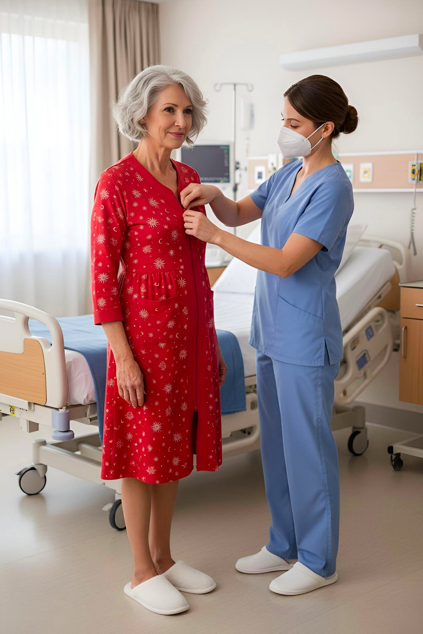 Adaptive Women's Dress Pyjamas: with Long Sleeve, Stylish, Practical, and Perfect for Peaceful Nights, Ideal for Adaptive or Medical Needs