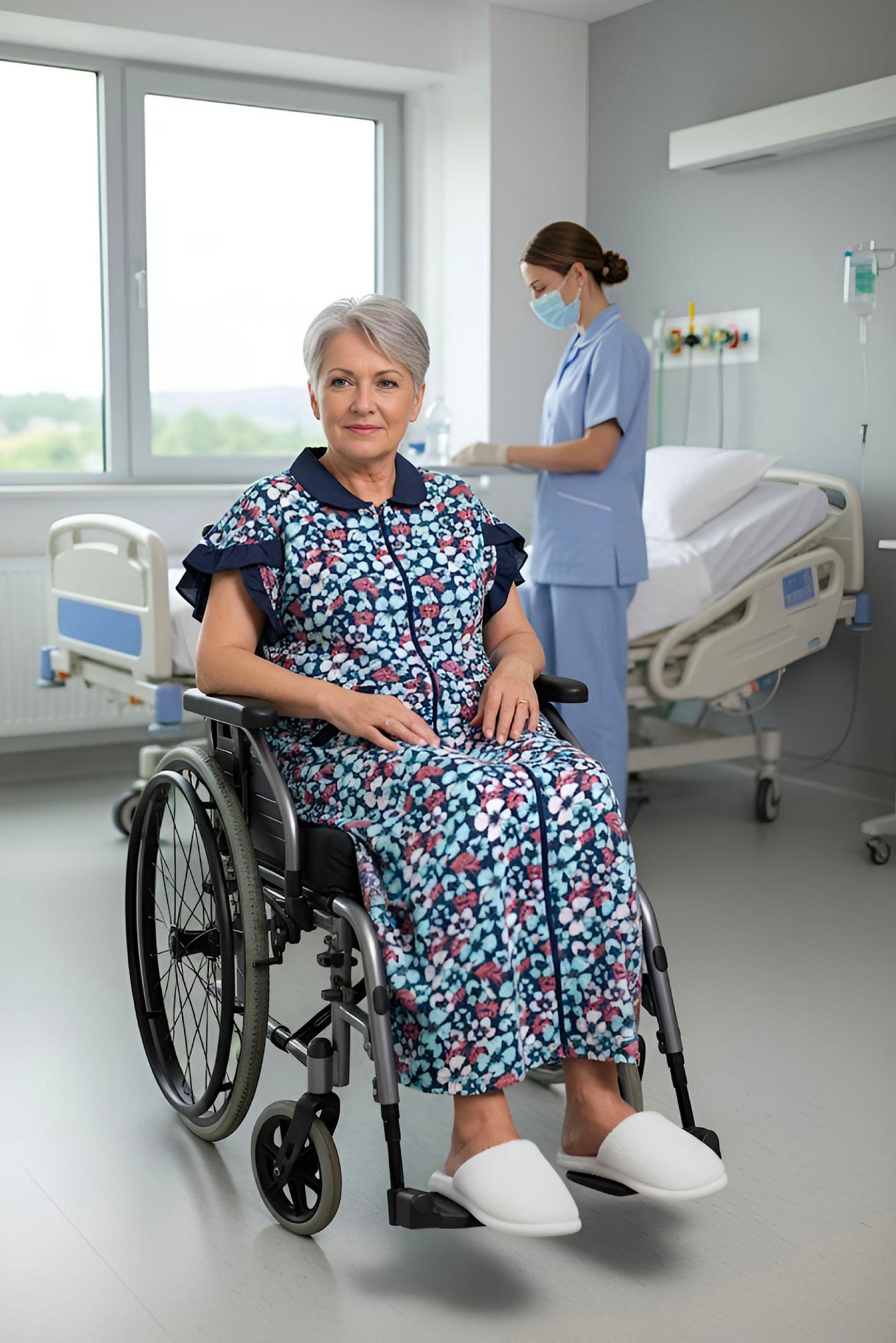 Adaptive Women's Long Pyjamas: with Short Sleeve, Stylish, Practical, and Perfect for Peaceful Nights, Ideal for Adaptive or Medical Needs