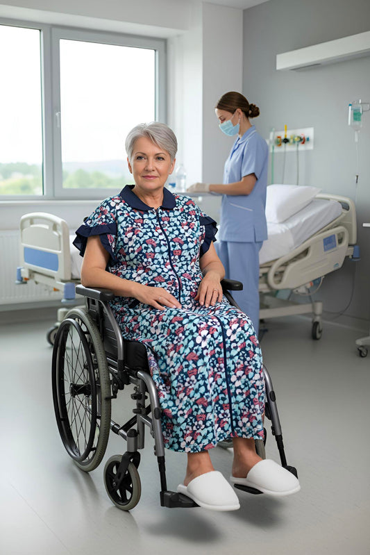 Adaptive Women's Long Pyjamas: with Short Sleeve, Stylish, Practical, and Perfect for Peaceful Nights, Ideal for Adaptive or Medical Needs