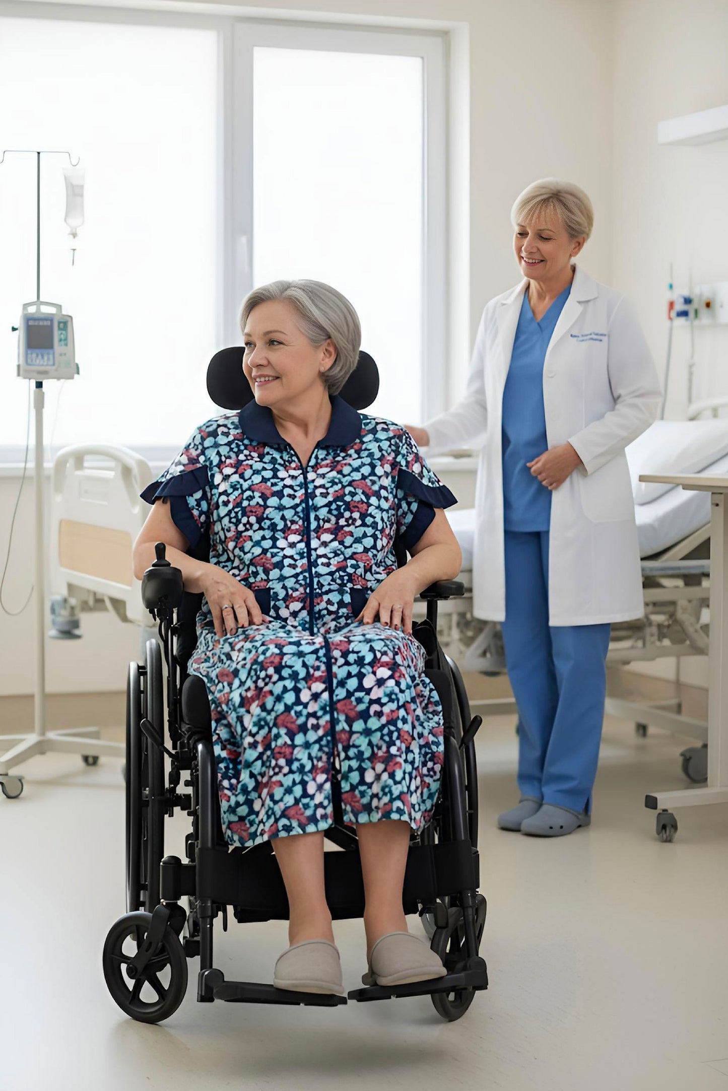 Adaptive Women's Dress Pyjamas: with Short Sleeve, Knee length, Practical, and Perfect for Peaceful Nights, Ideal for Adaptive or Medical Needs