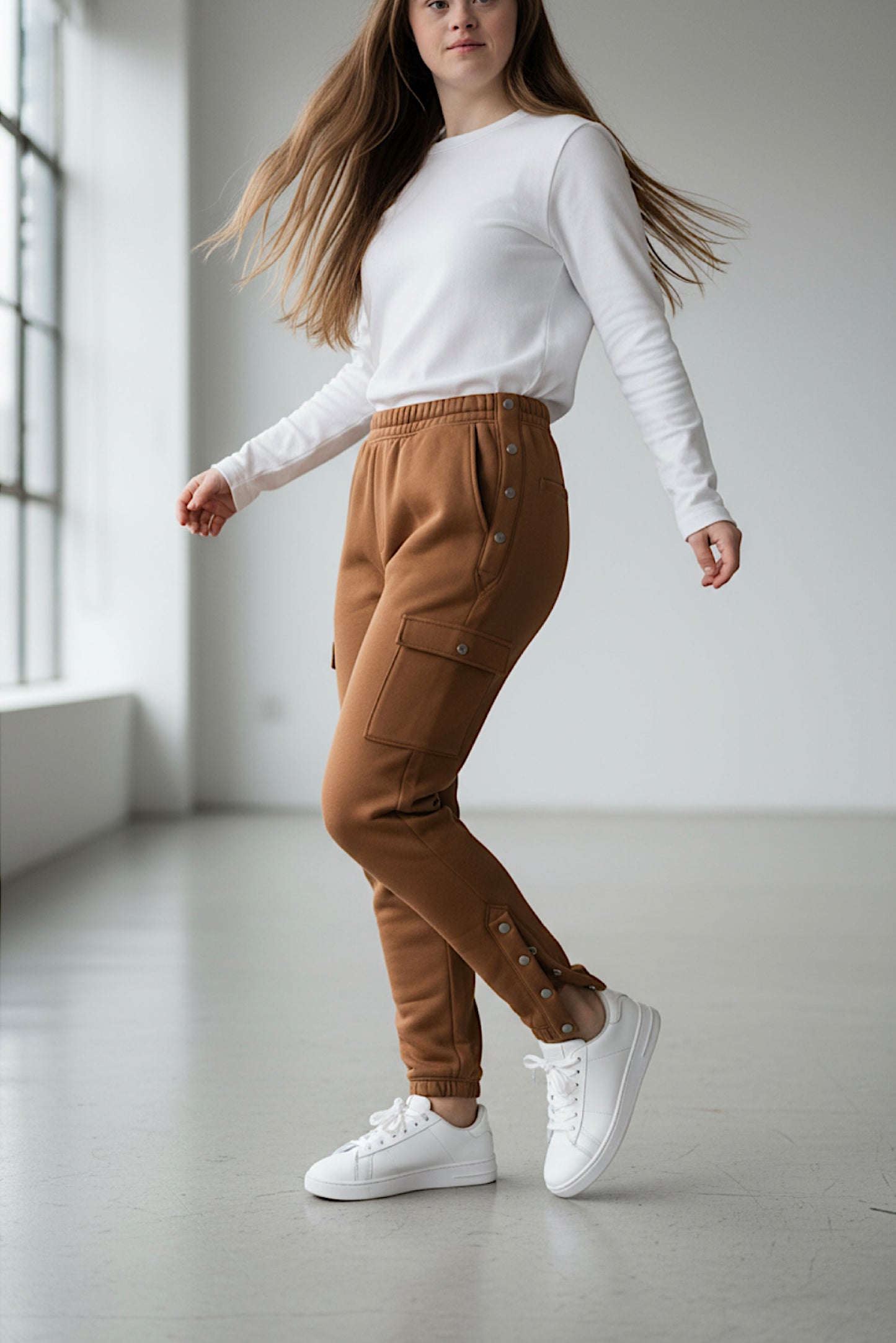 Adaptive Kids Cargo Joggers Pants: Elastic Waist, And Easy-Undressing Side Zipper