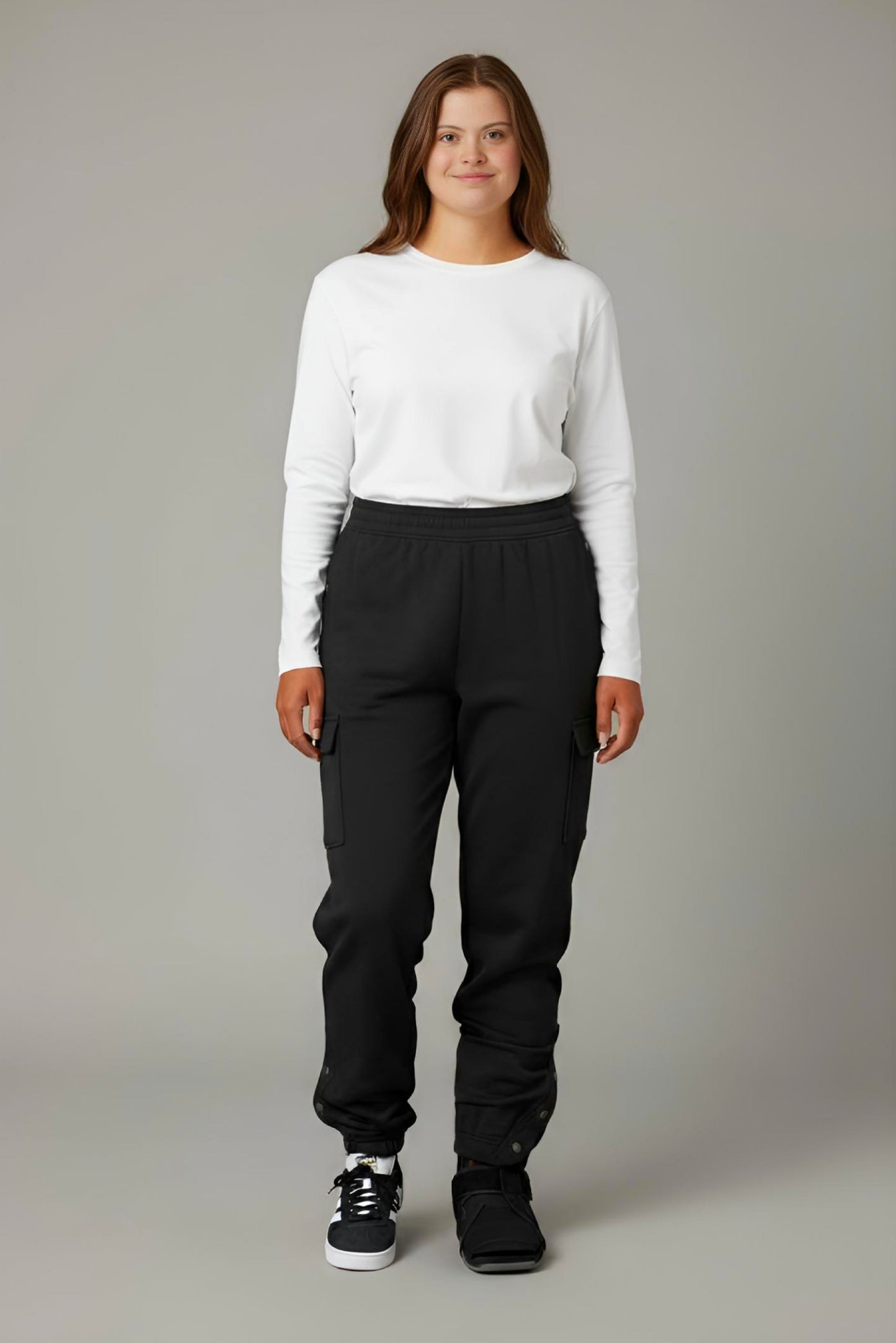 Adaptive Kids Cargo Joggers Pants: Elastic Waist, And Easy-Undressing Side Zipper