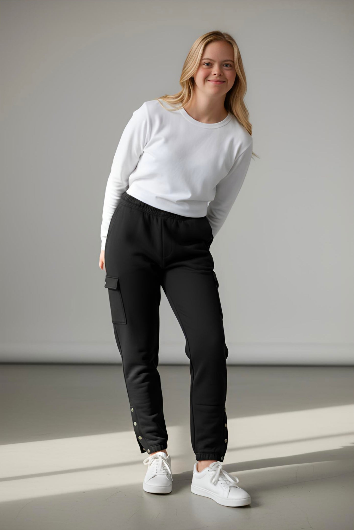 Adaptive Kids Cargo Joggers Pants: Elastic Waist, And Easy-Undressing Side Zipper