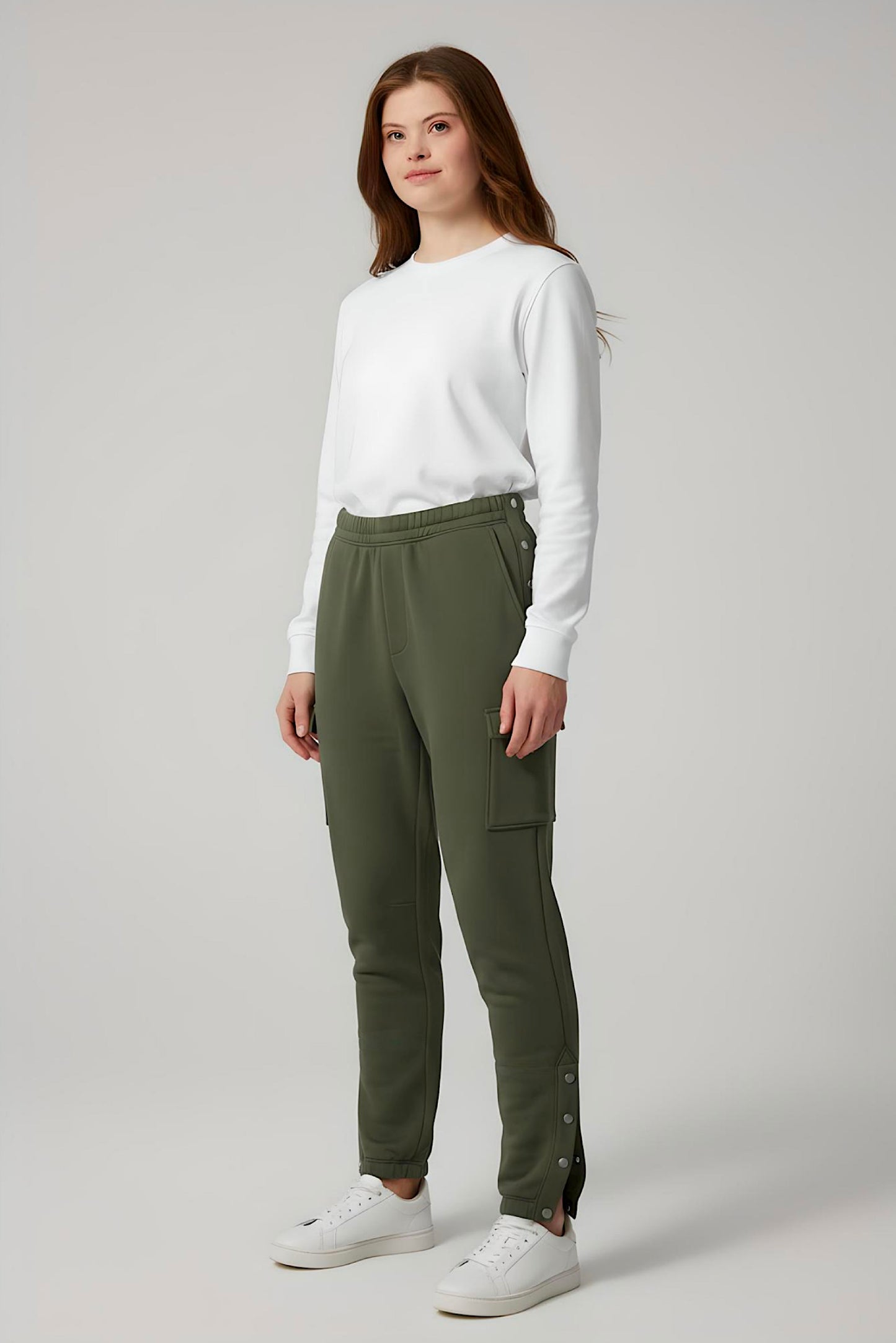 Adaptive Kids Cargo Joggers Pants: Elastic Waist, And Easy-Undressing Side Zipper