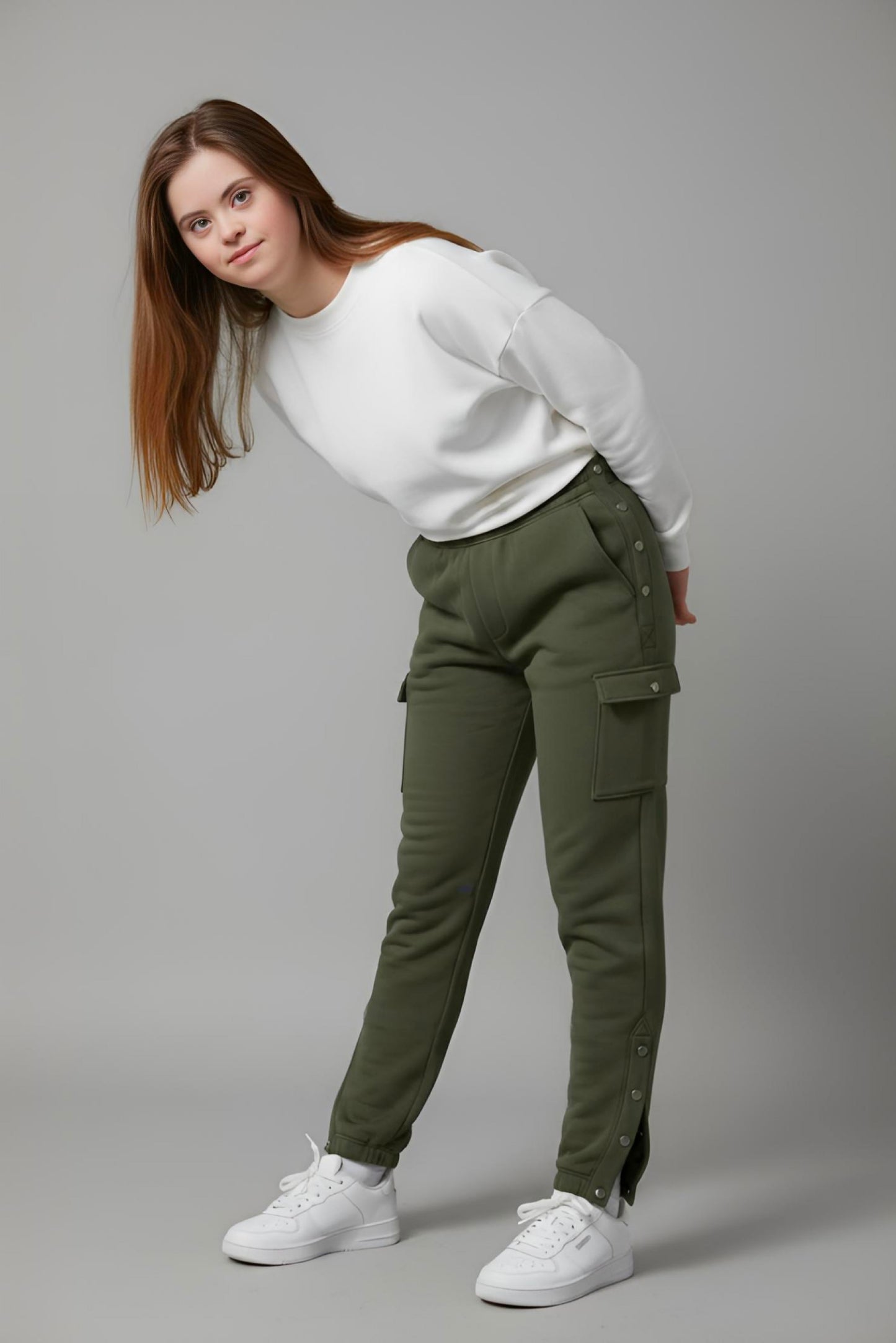 Adaptive Kids Cargo Joggers Pants: Elastic Waist, And Easy-Undressing Side Zipper