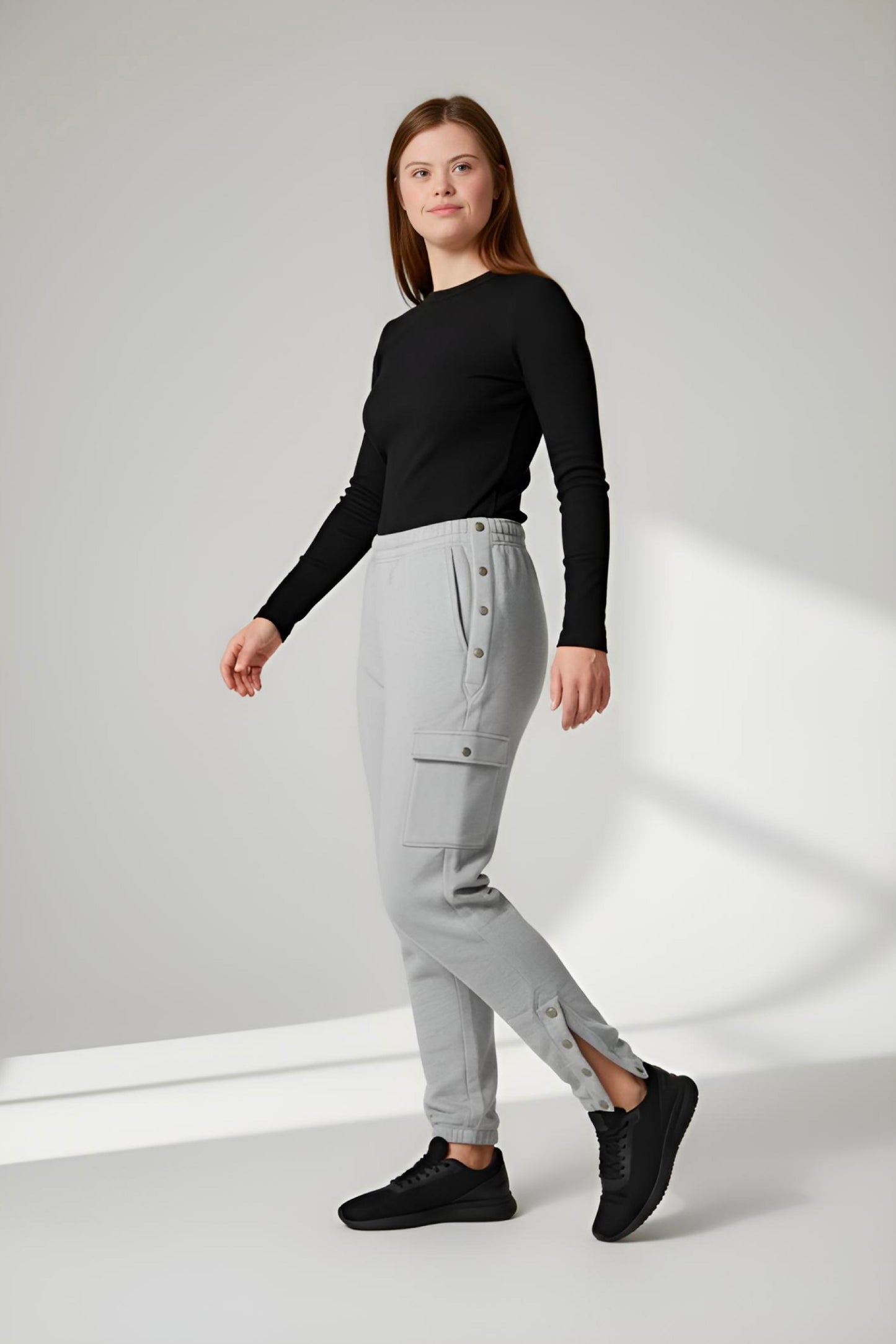 Adaptive Kids Cargo Joggers Pants: Elastic Waist, And Easy-Undressing Side Zipper