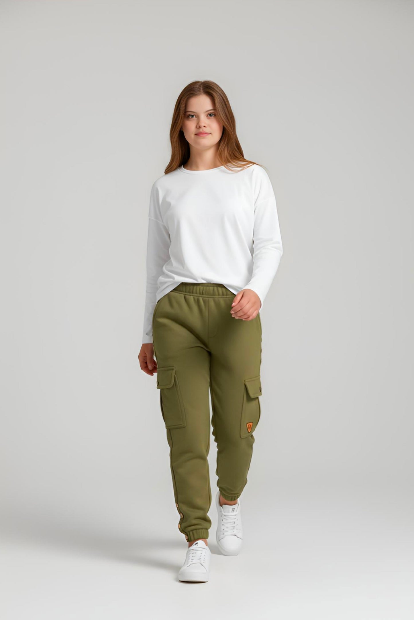 Adaptive Kids Cargo Joggers Pants: Elastic Waist, And Easy-Undressing Side Zipper